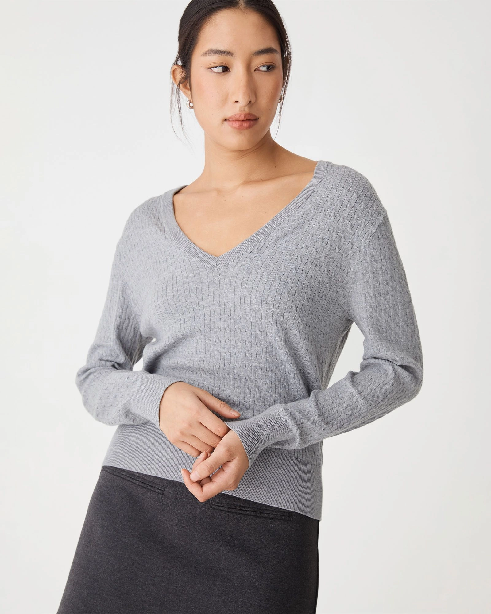 Forcast Clothing - Carla V-Neck Cable Knit