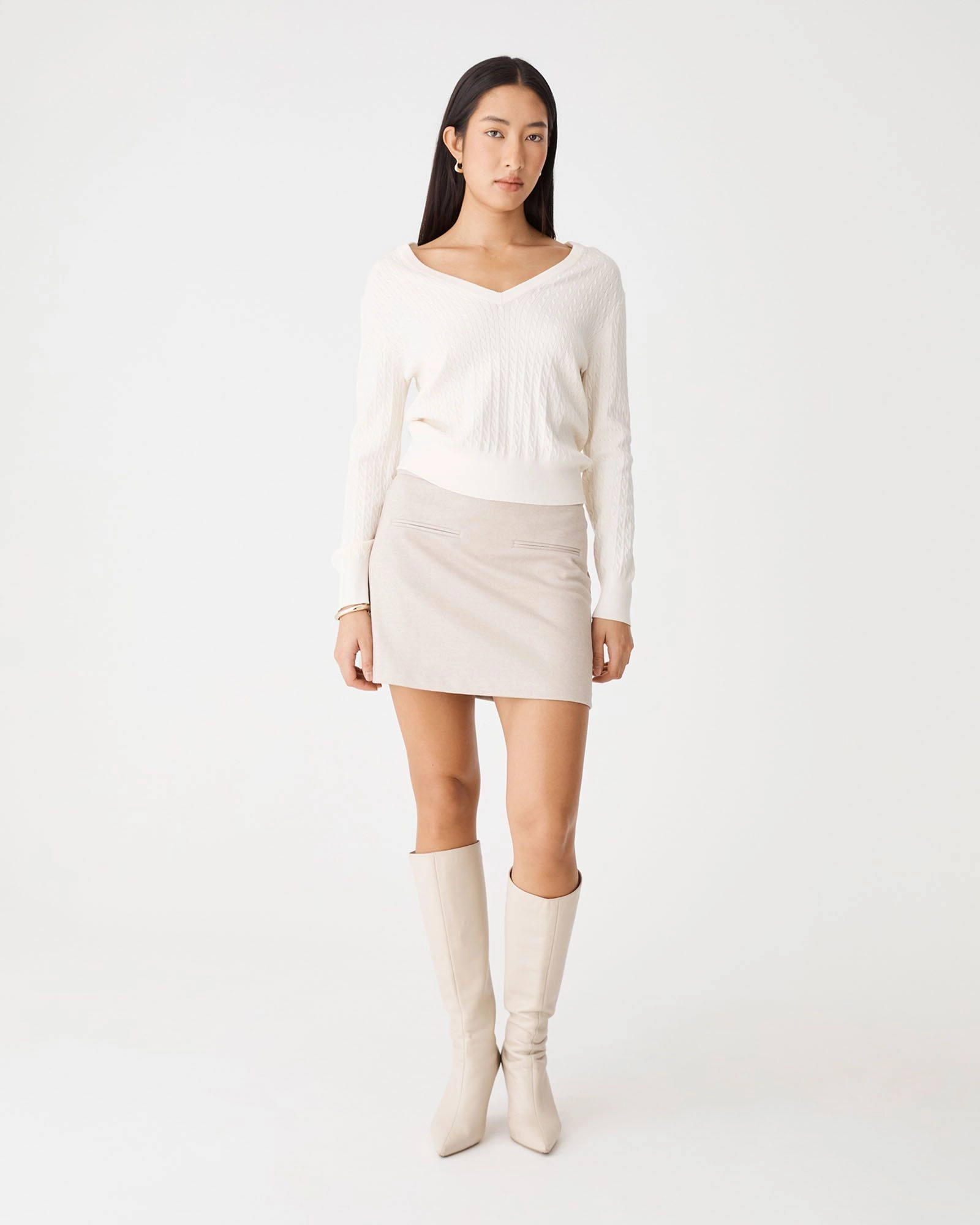 Forcast Clothing - Carla V-Neck Cable Knit