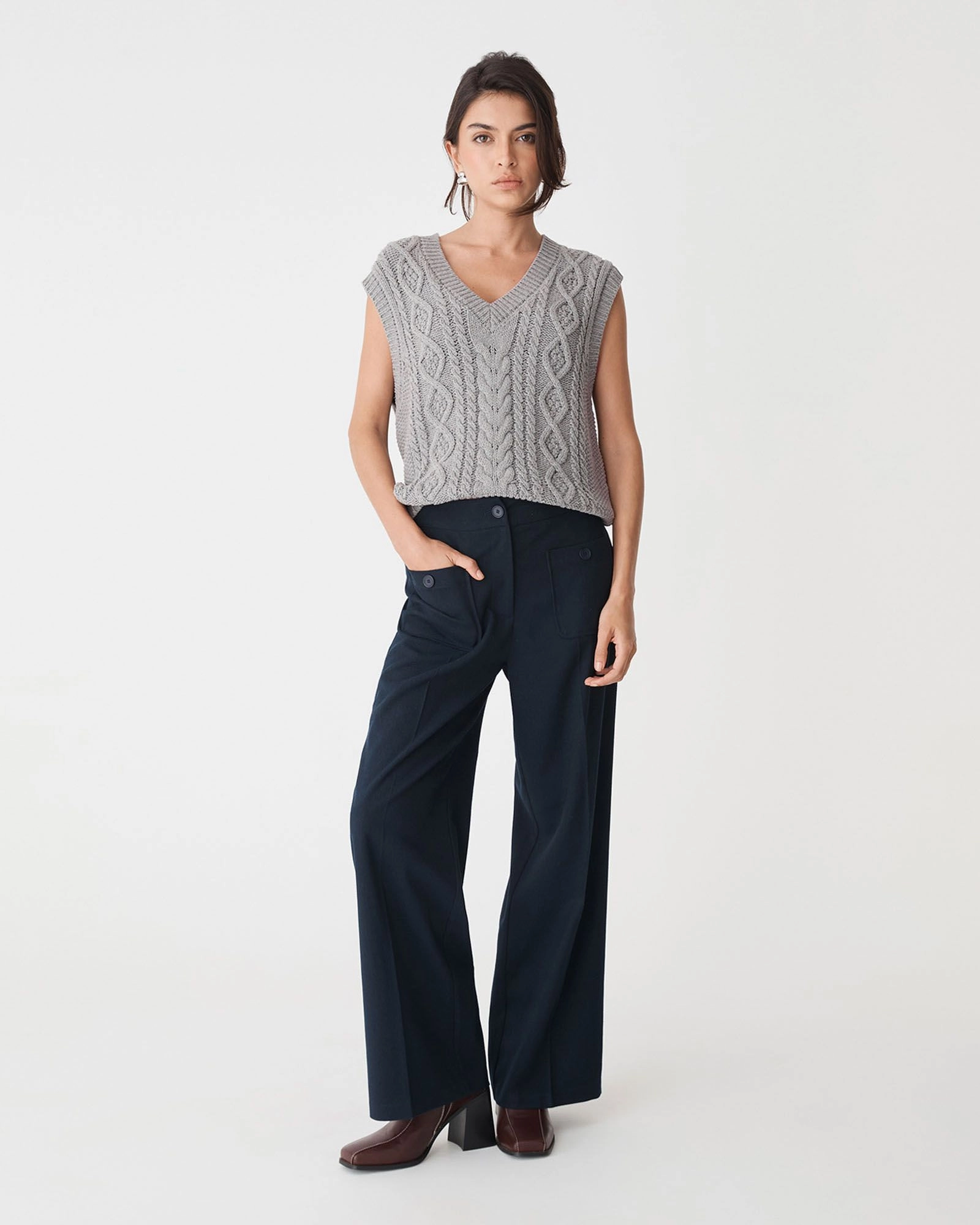 Forcast Clothing - Poppy Sleeveless Cable Knit