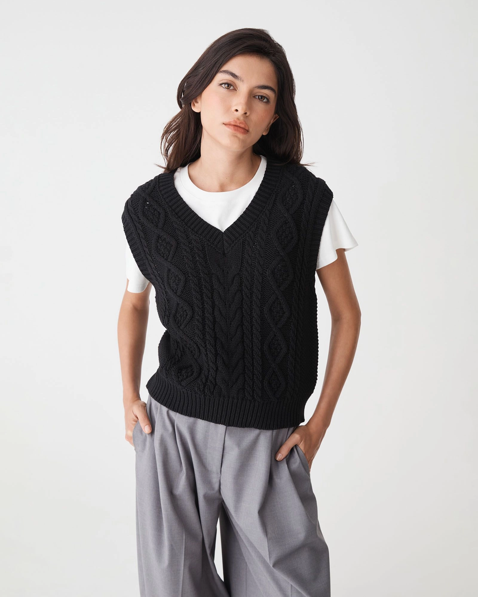 Forcast Clothing - Poppy Sleeveless Cable Knit