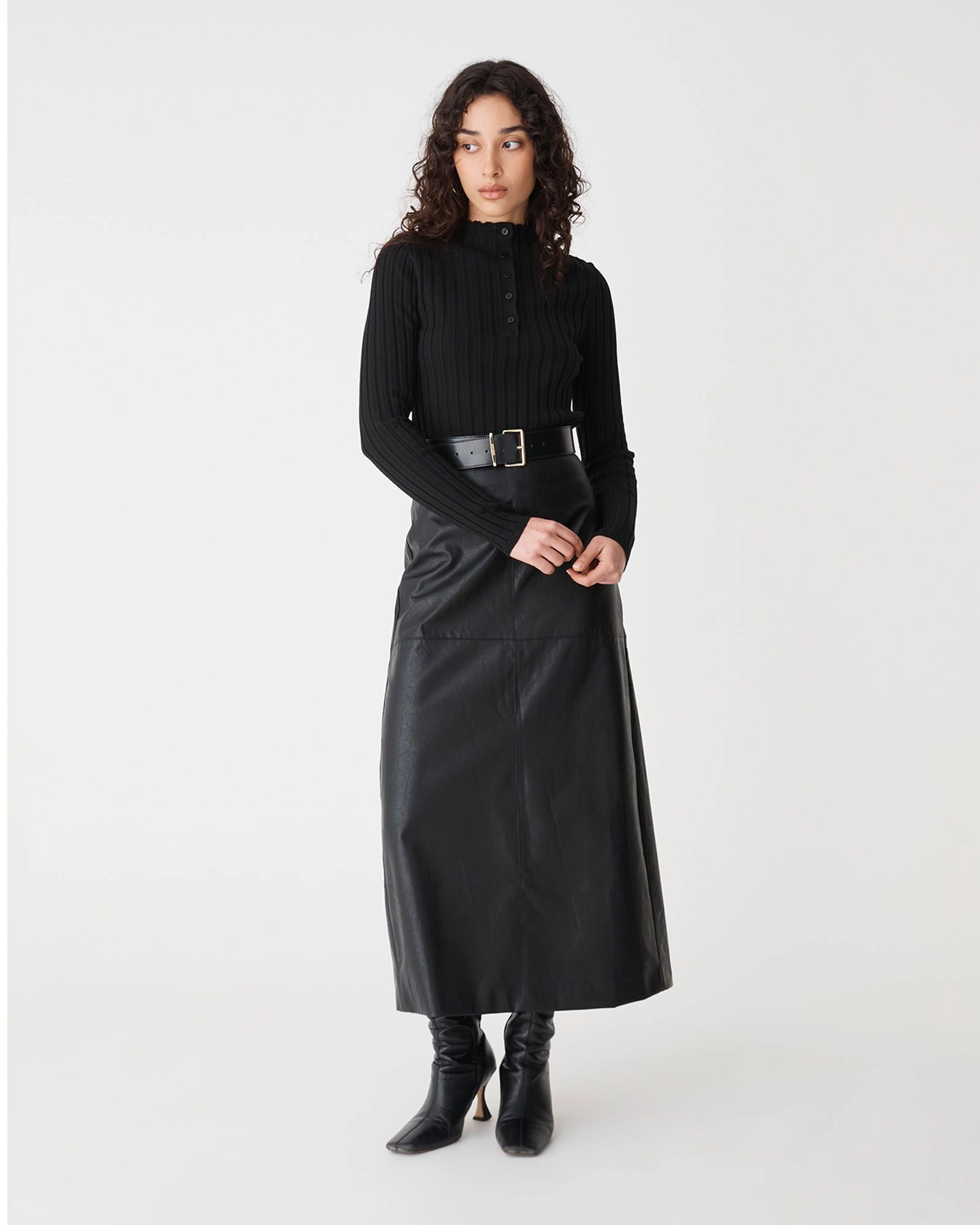 Forcast Clothing - Inez Mock Neck Henley Knit