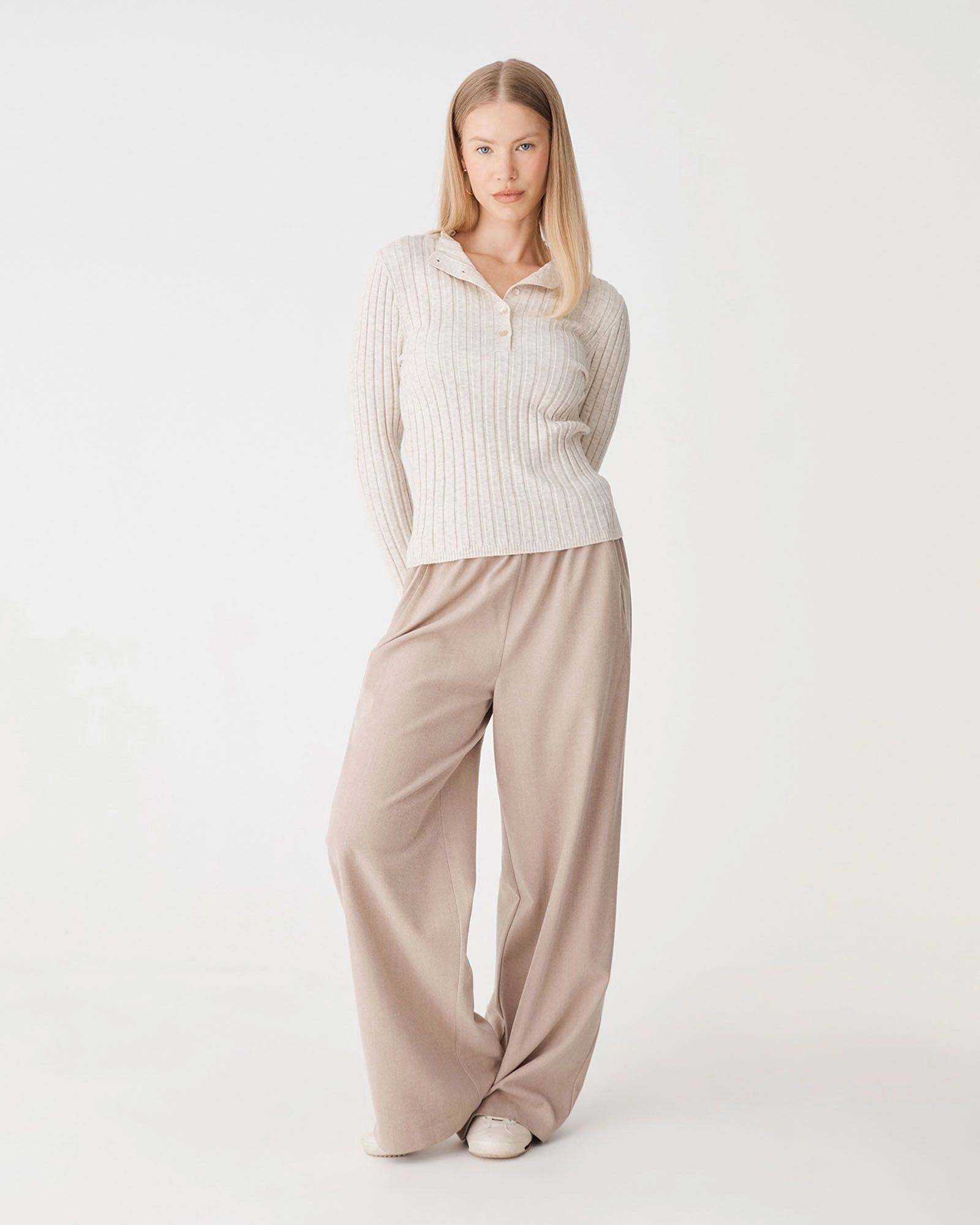 Forcast Clothing - Inez Mock Neck Henley Knit