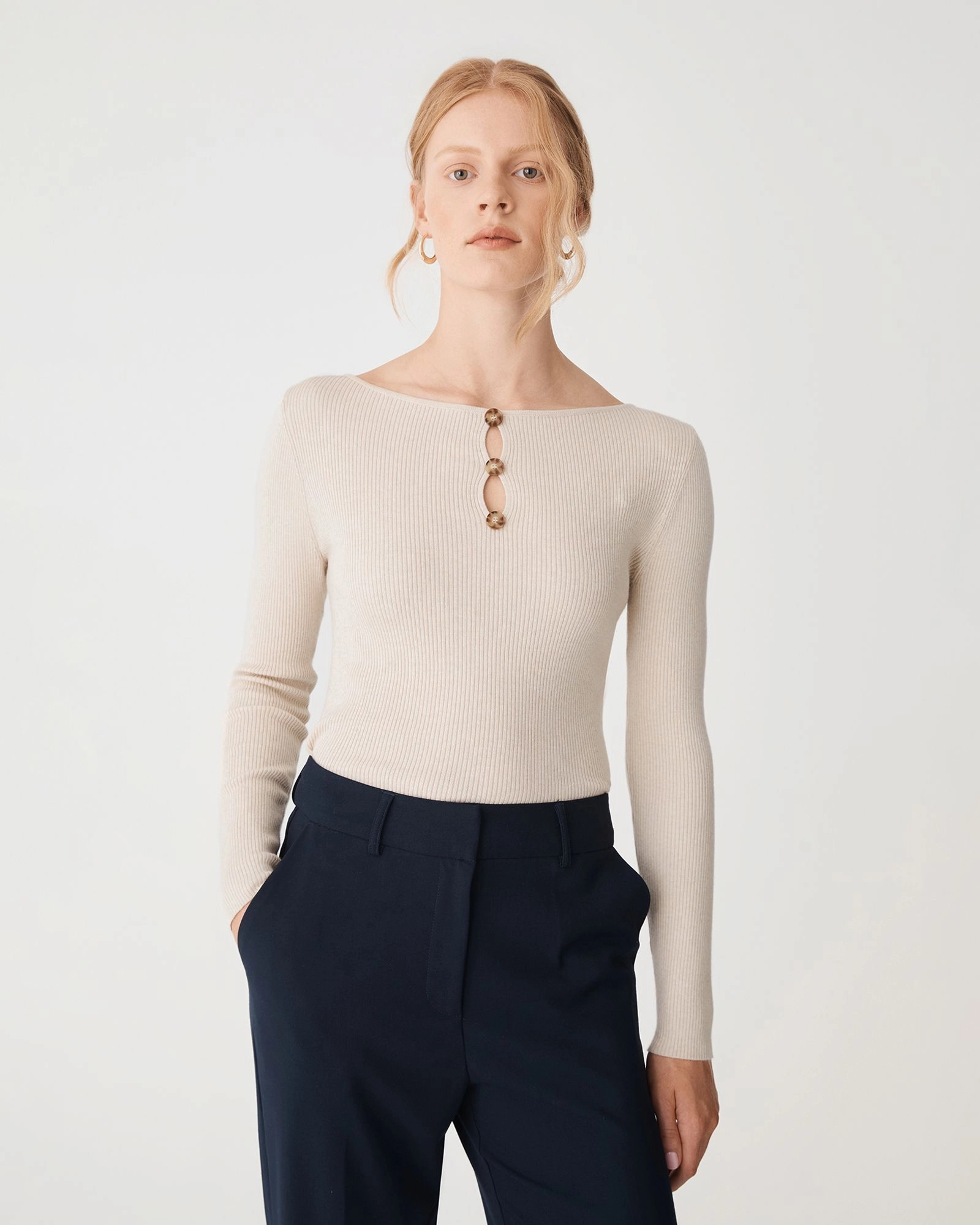 Forcast Clothing - Logan Button Keyhole Rib Knit