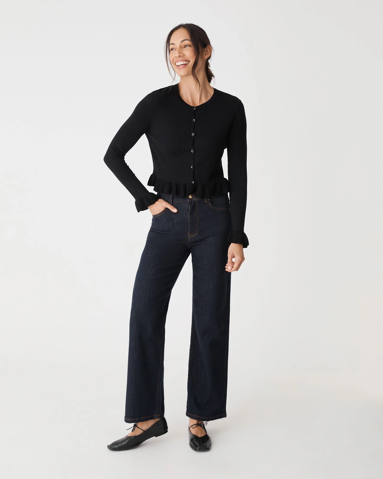 Forcast Clothing - Daisy Tencel Frill Cardigan