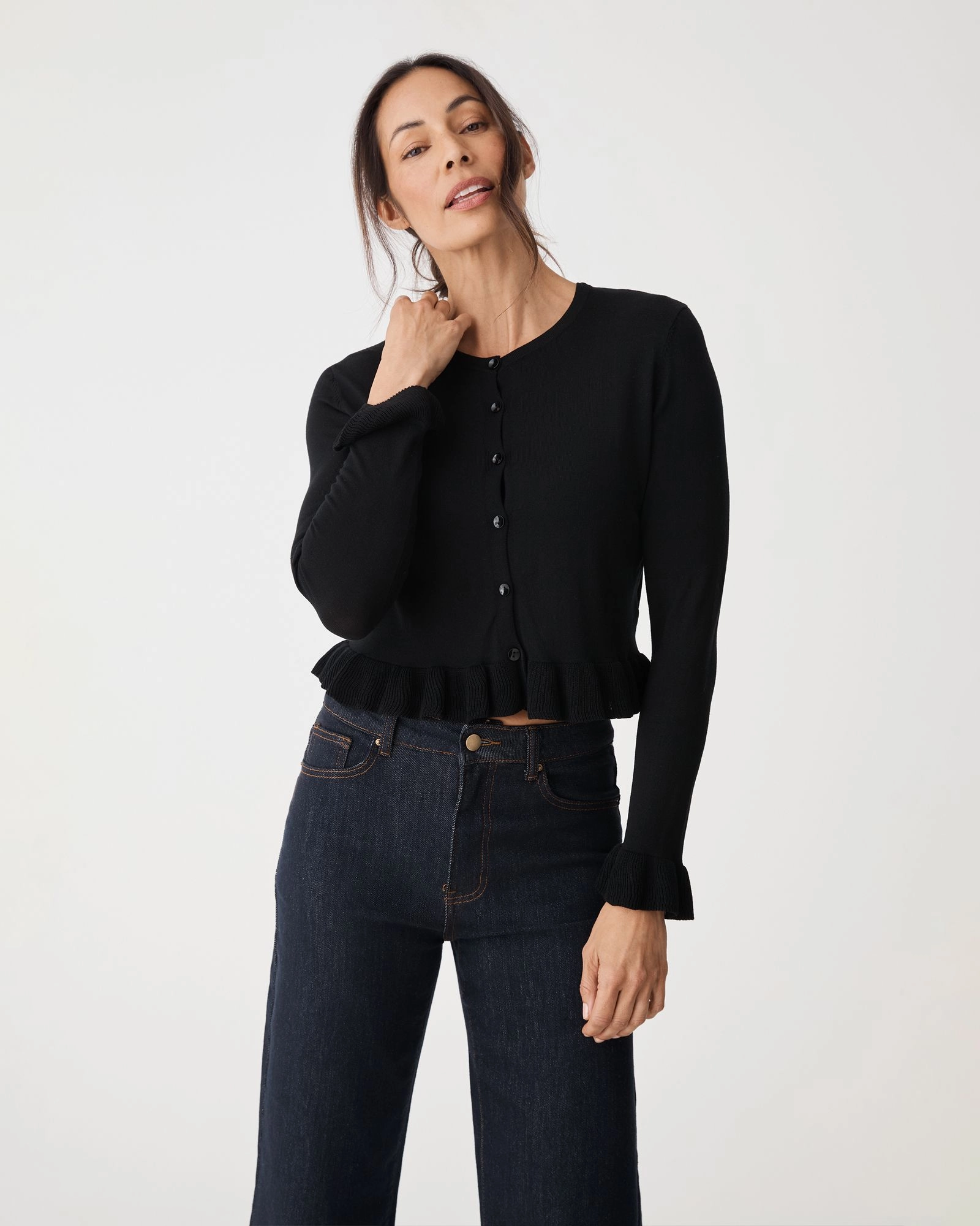 Forcast Clothing - Daisy Tencel Frill Cardigan