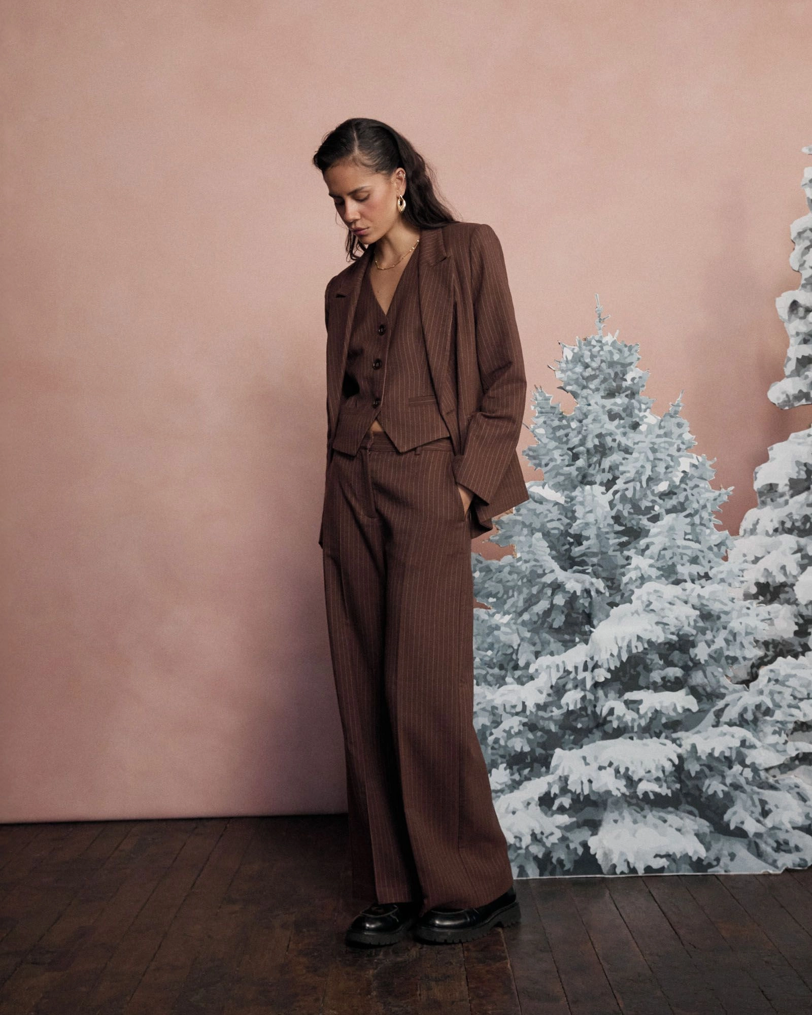 Forcast Clothing - Zara Pinstripe Tailored Pants