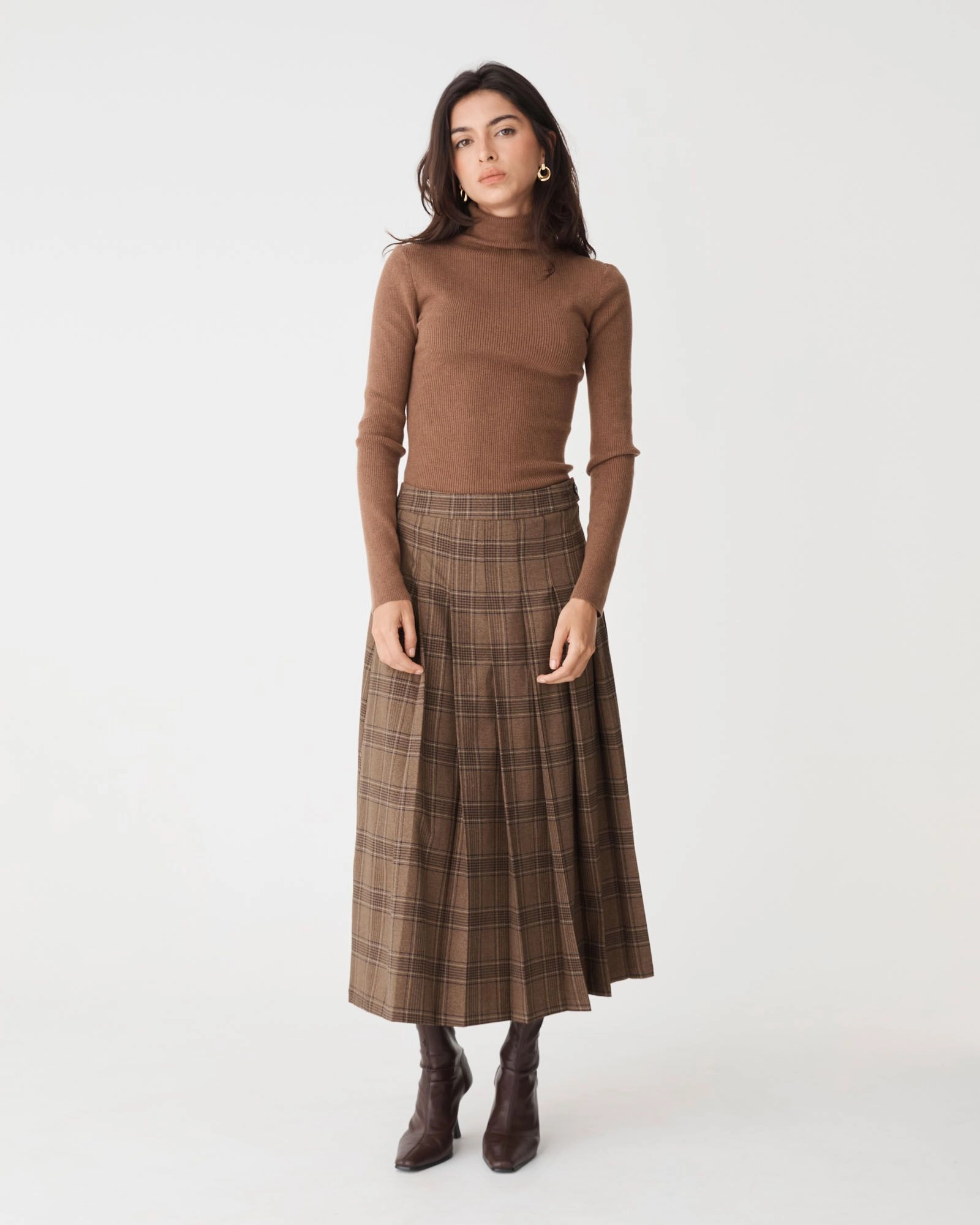 Forcast Clothing - Lani Pleated Check Skirt