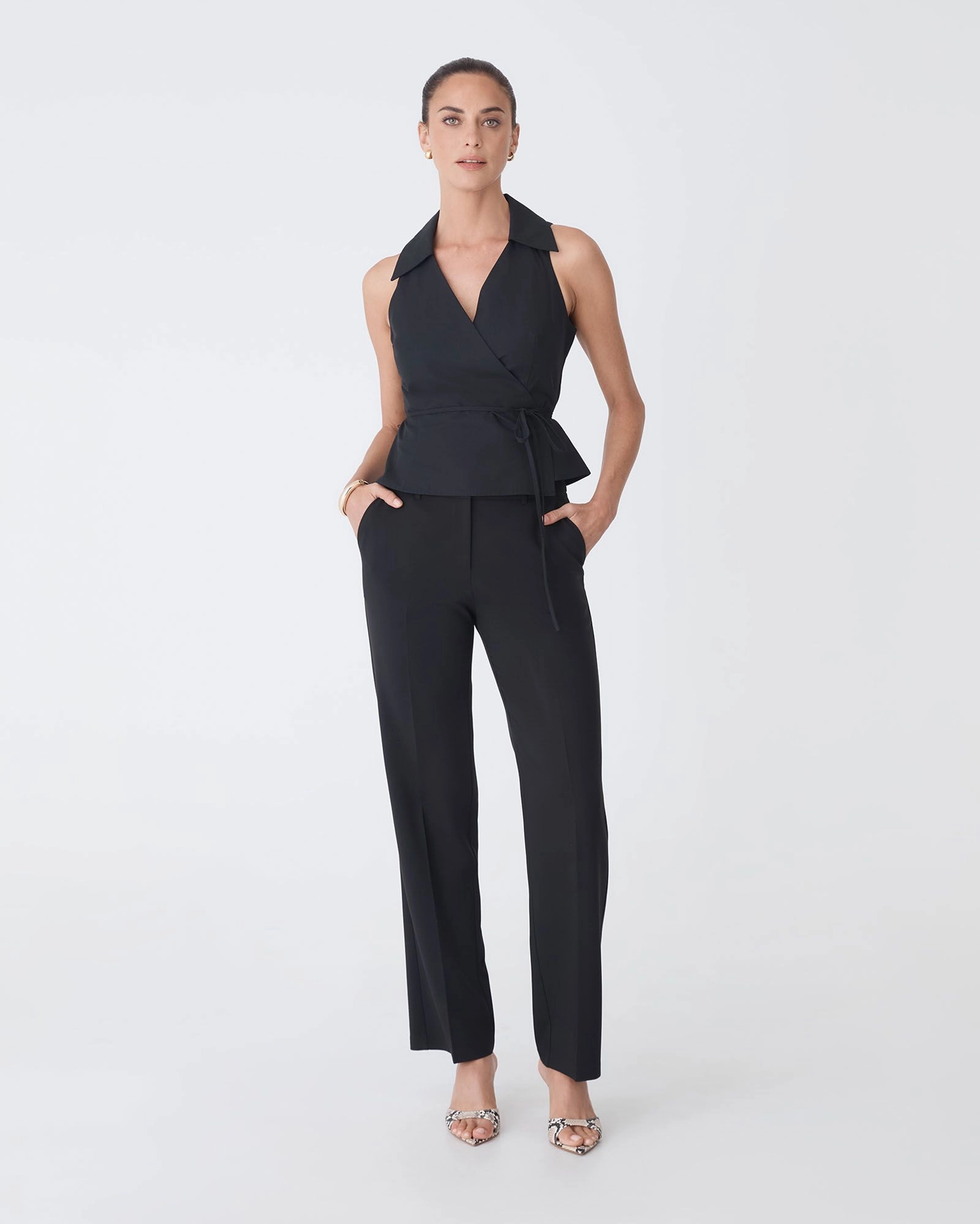 Forcast Clothing - Layla Collared Wrap Top