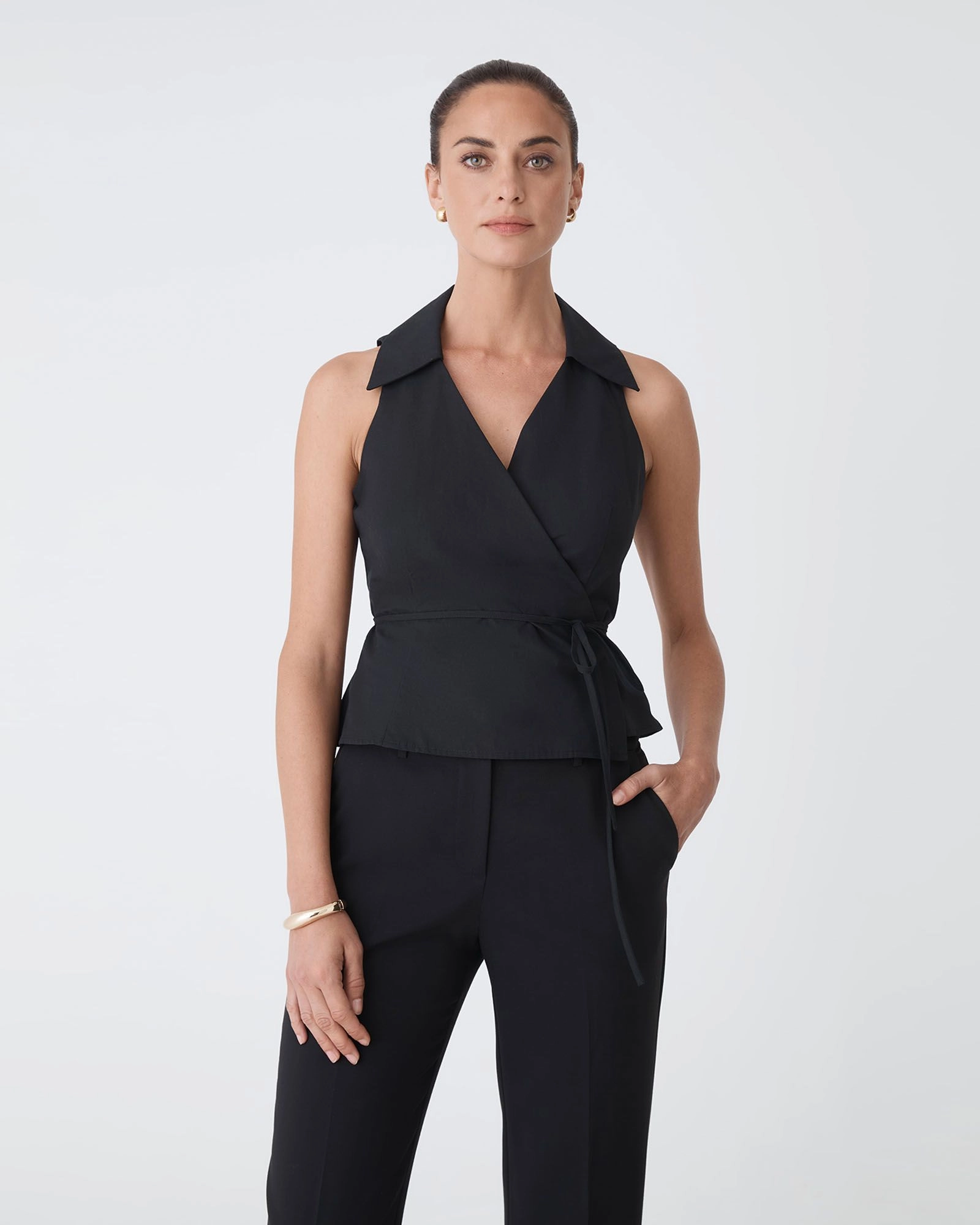 Forcast Clothing - Layla Collared Wrap Top