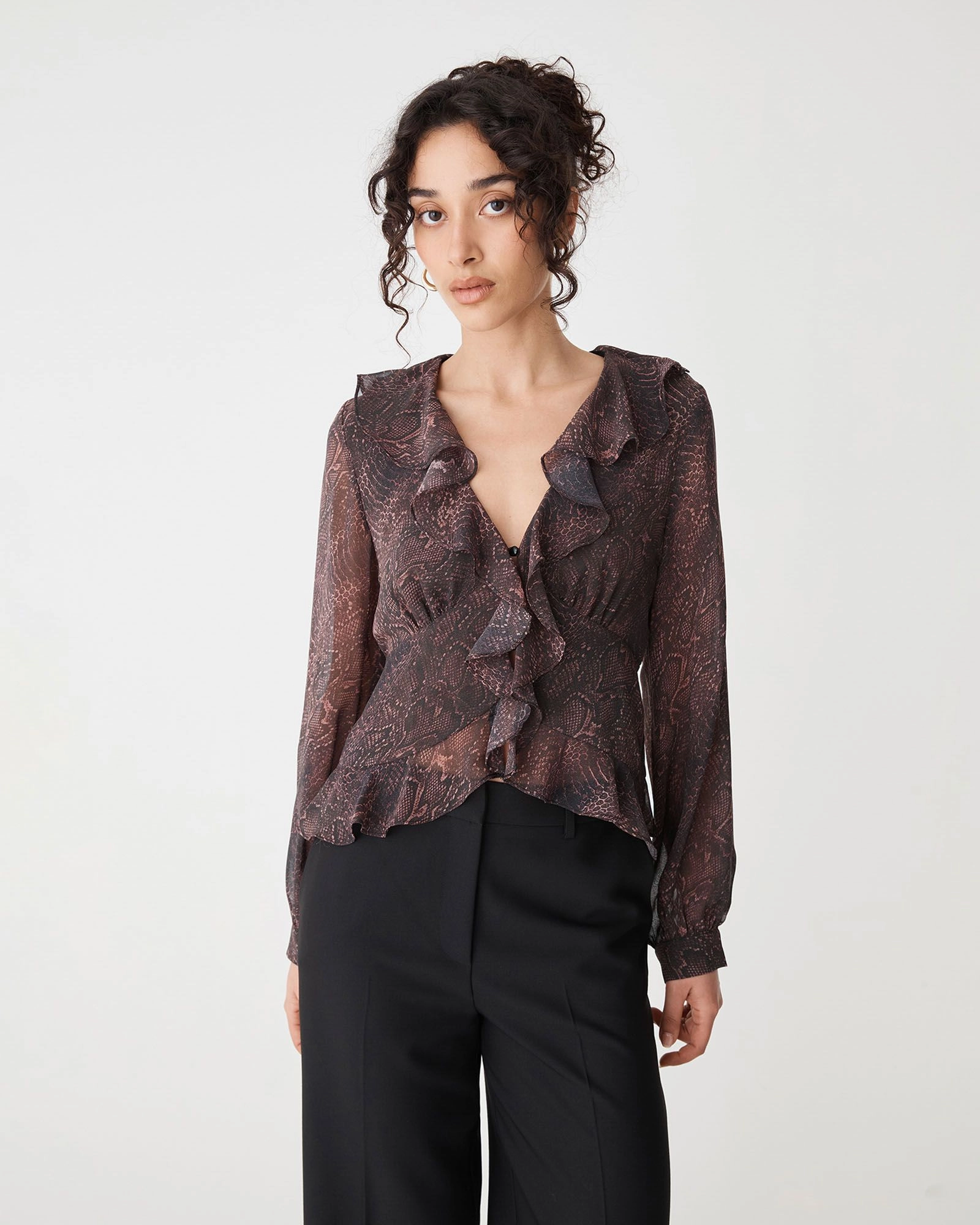 Forcast Clothing - Sonia V-Neck Ruffle Top