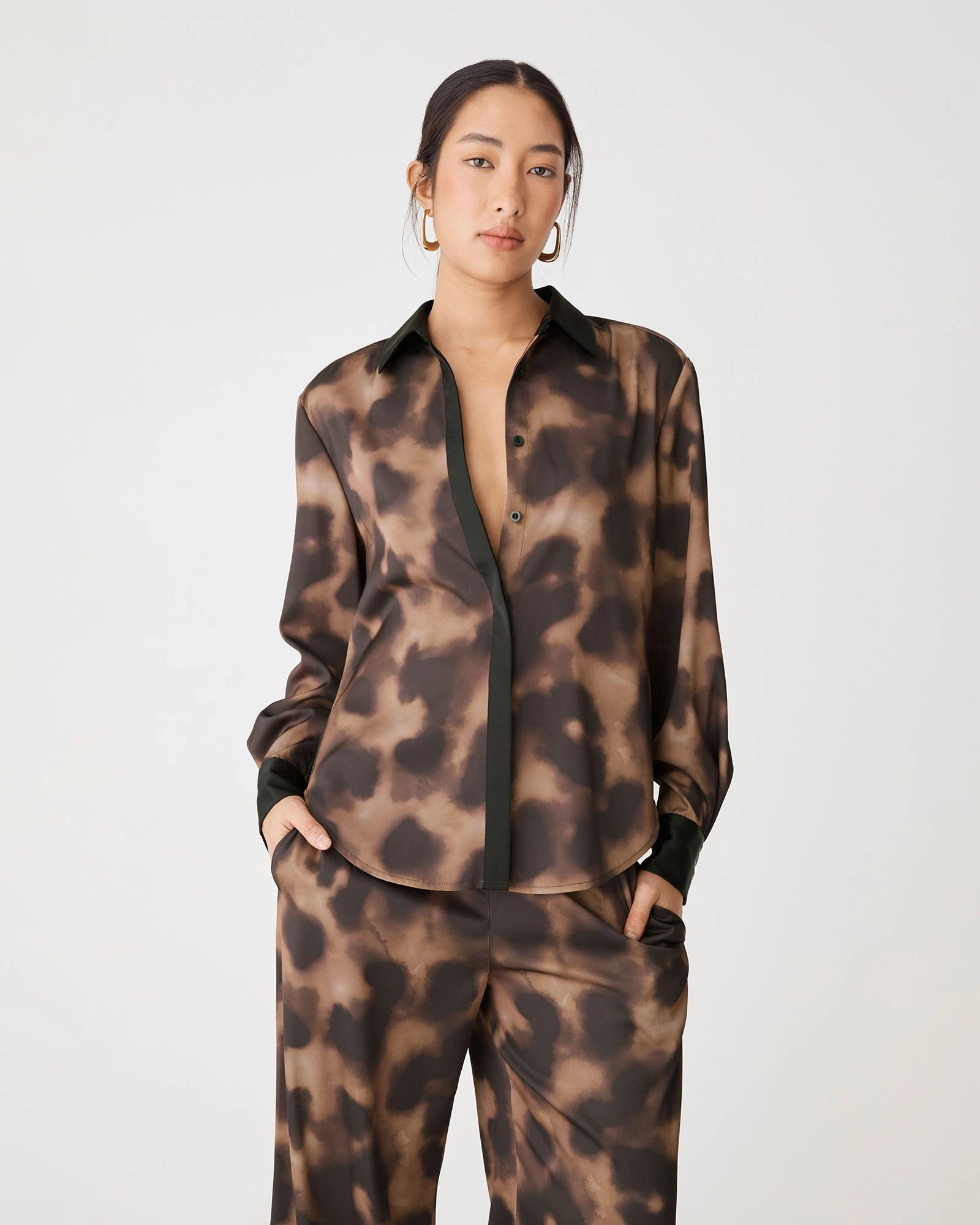 Forcast Clothing - Savanna Printed Satin Shirt