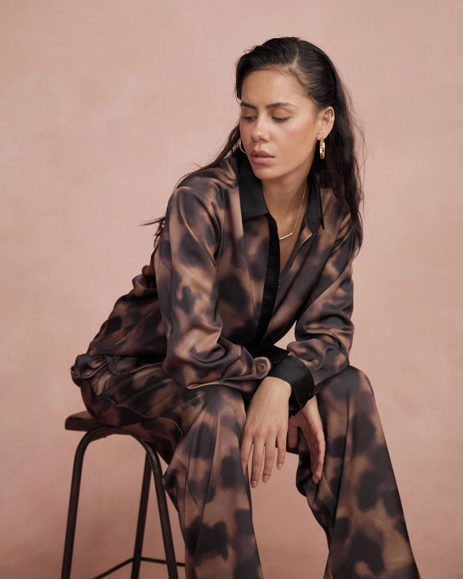 Forcast Clothing - Savanna Printed Satin Shirt