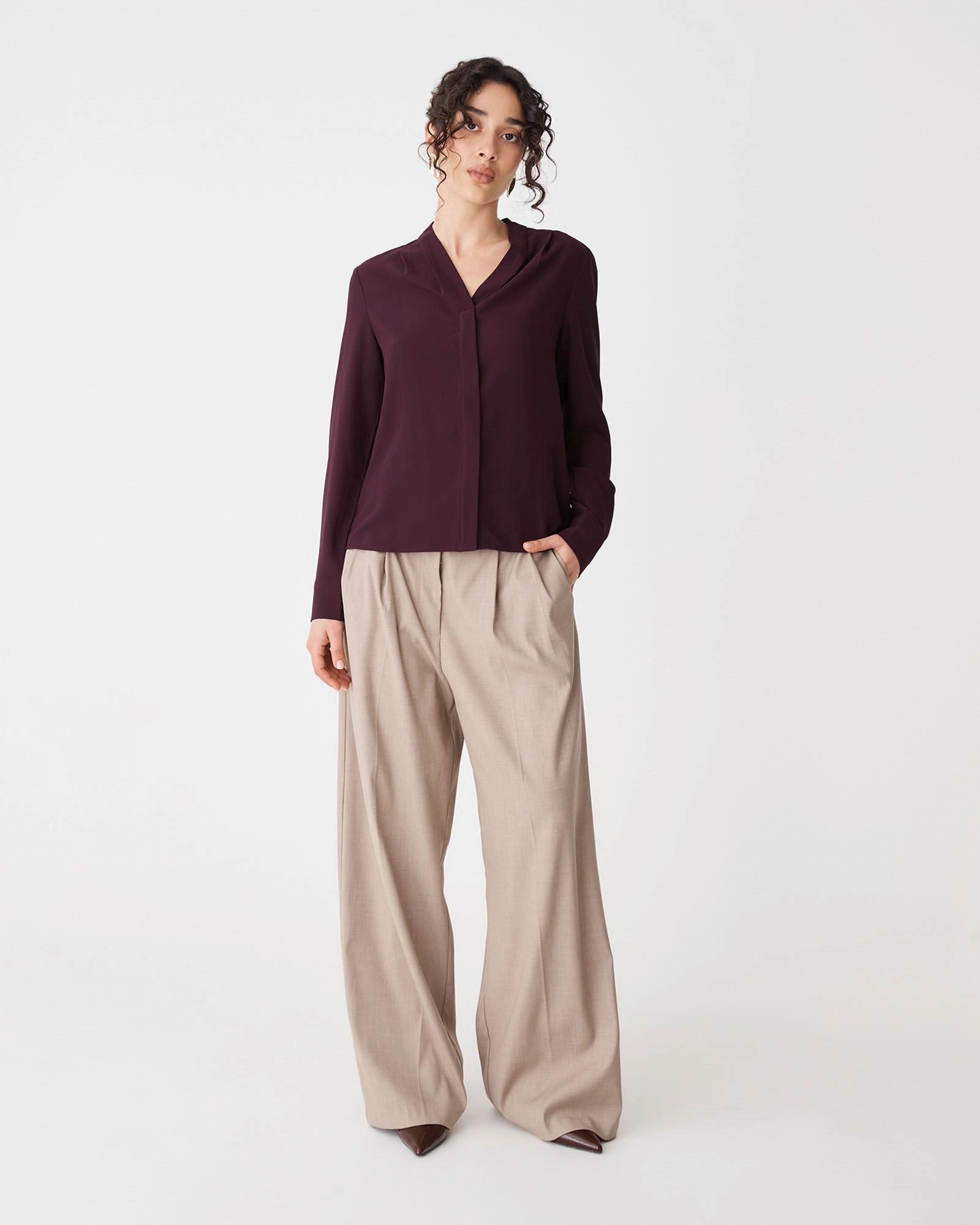 Forcast Clothing - Claudia Pleat Neck Blouse