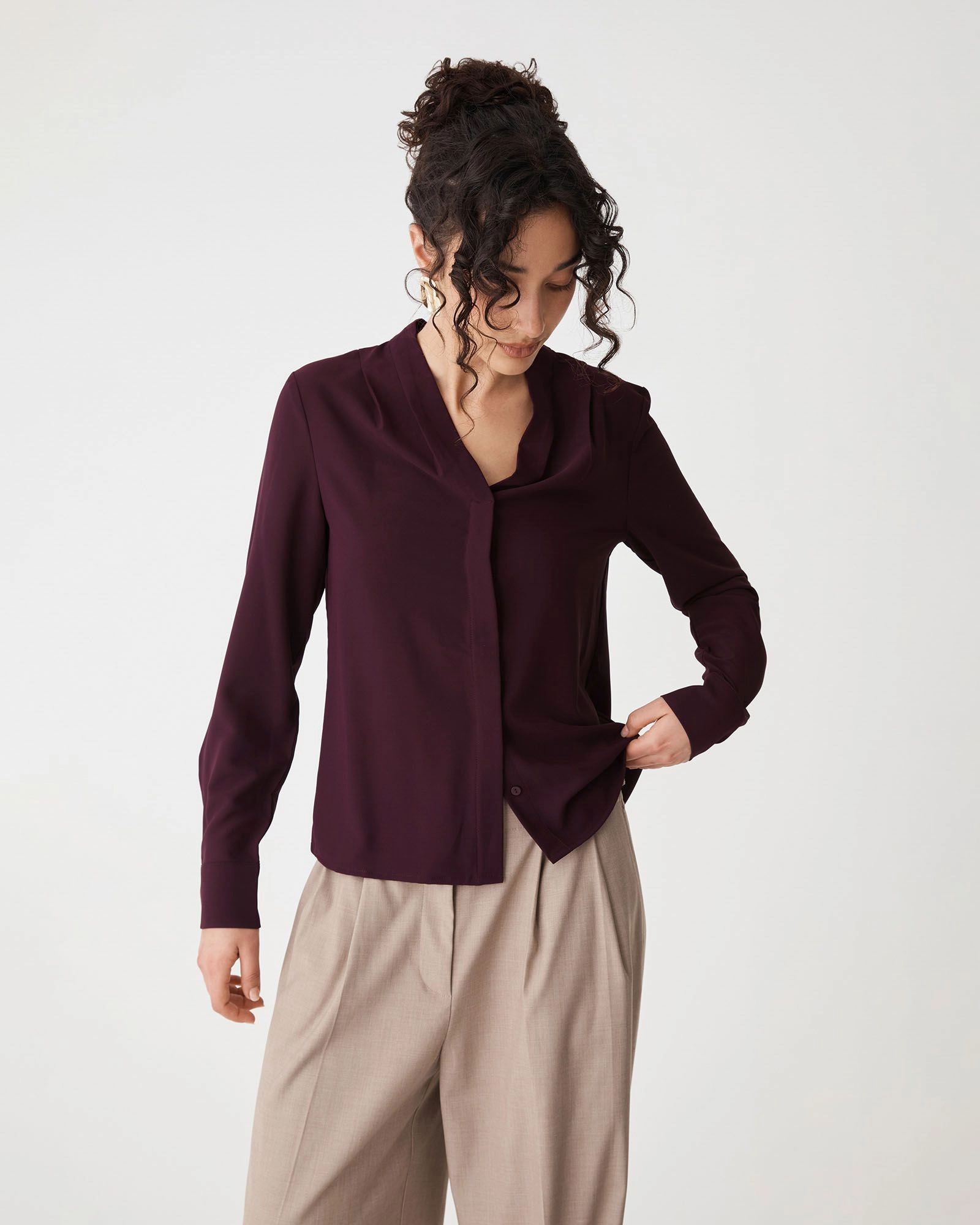 Forcast Clothing - Claudia Pleat Neck Blouse