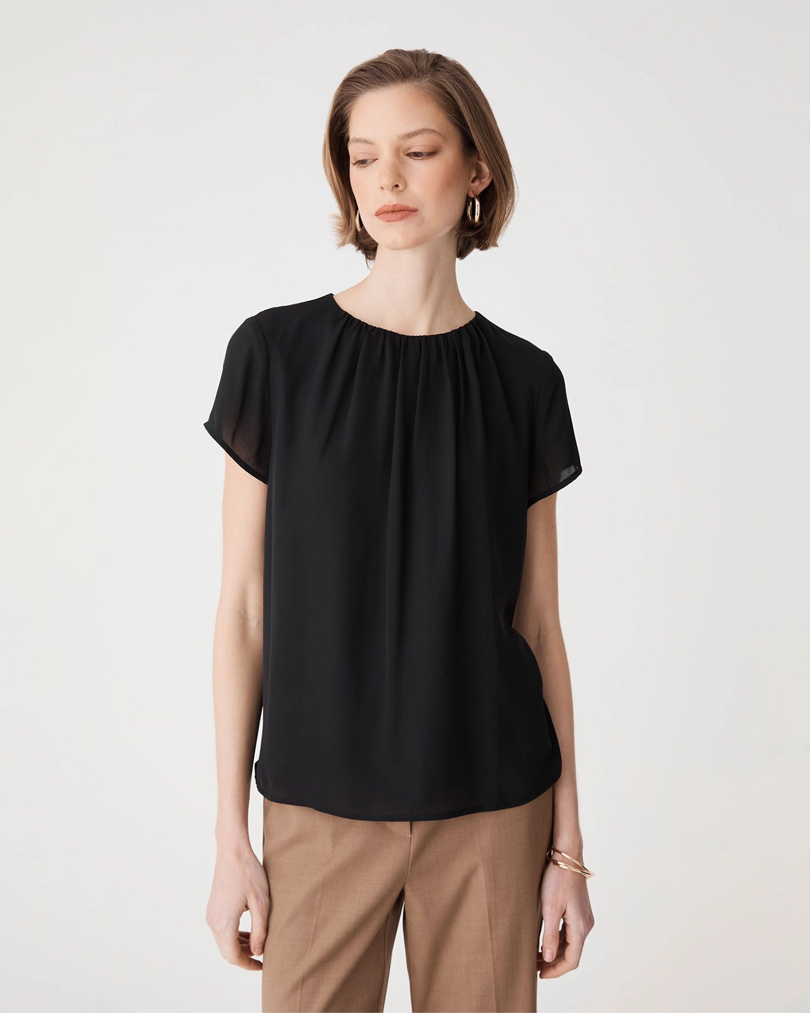 Forcast Clothing - Angela Gathered Neck Top