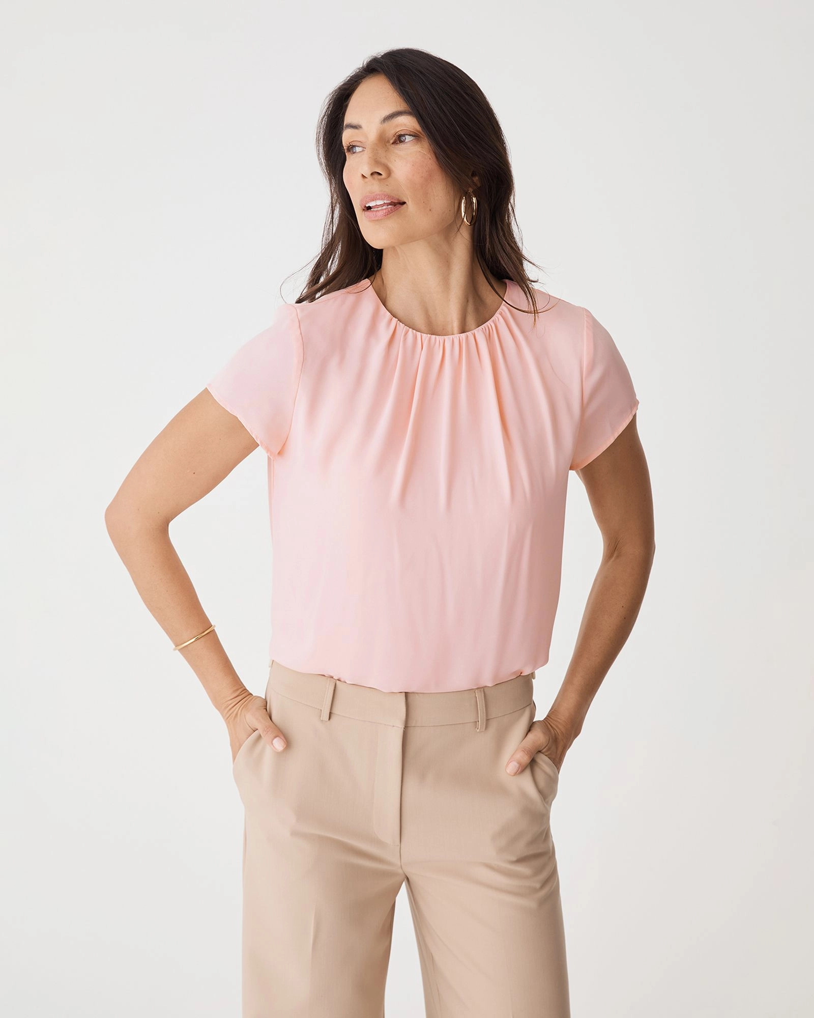Forcast Clothing - Angela Gathered Neck Top