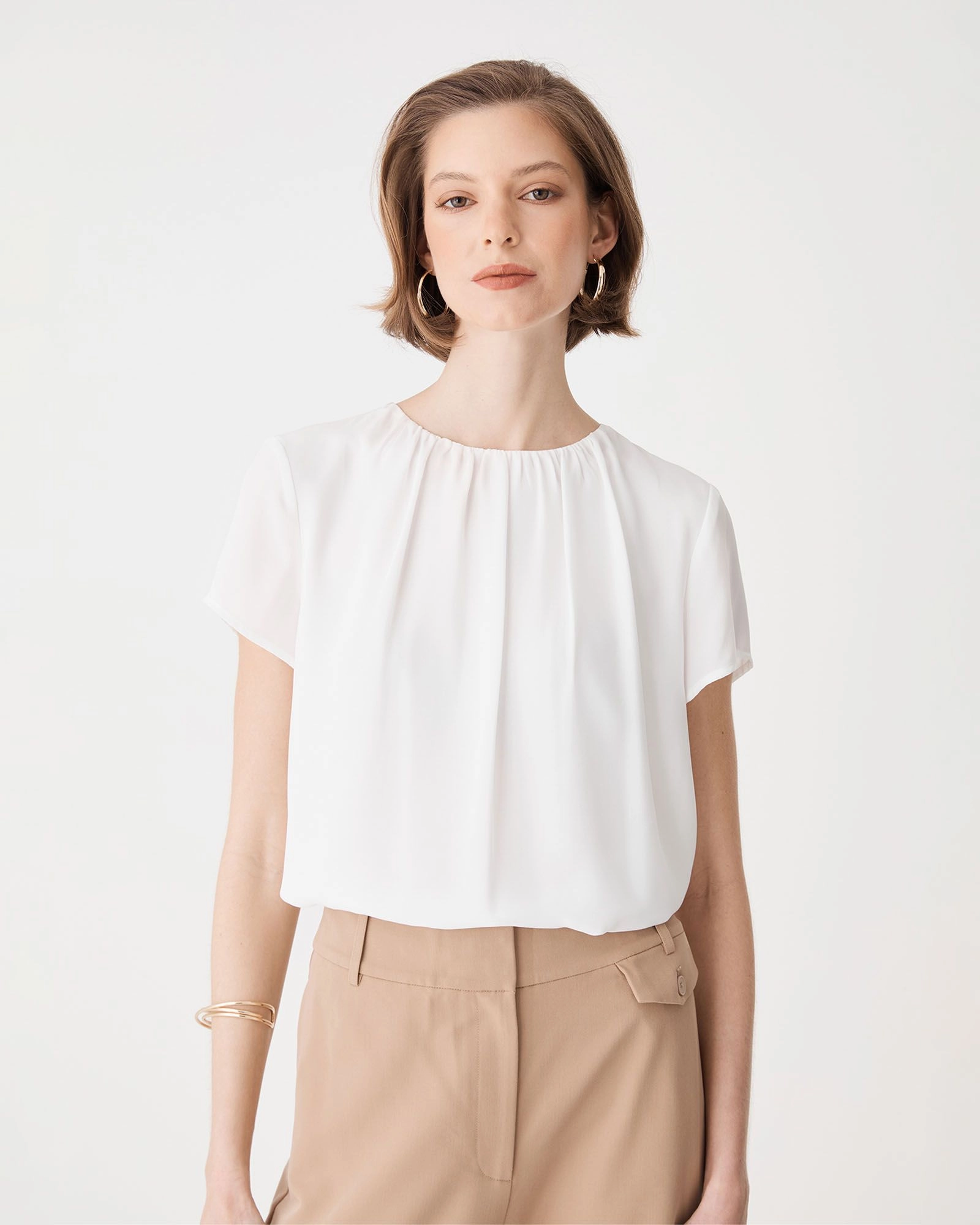 Forcast Clothing - Angela Gathered Neck Top