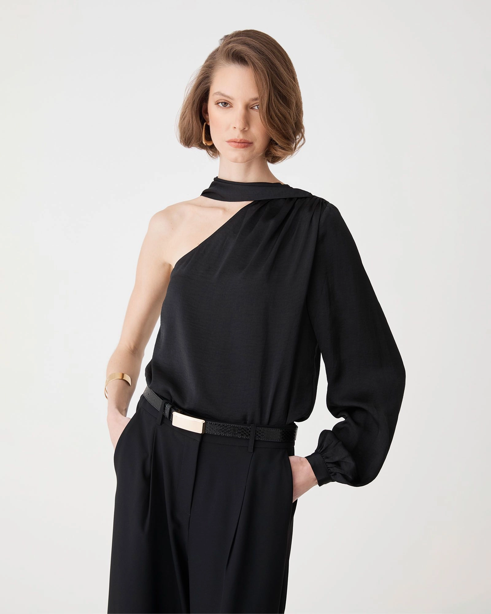 Forcast Clothing - Opal One Shoulder Scarf Top