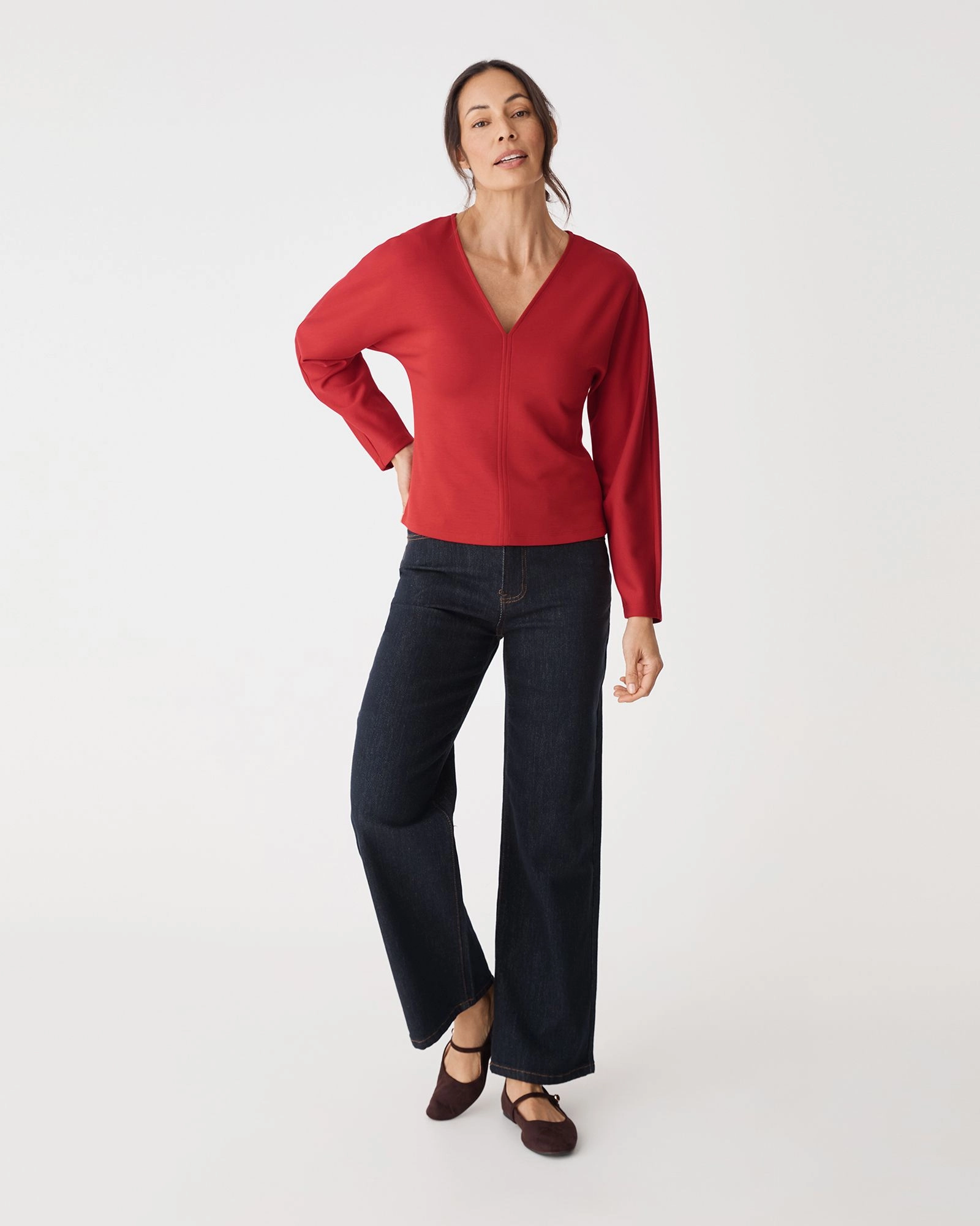Forcast Clothing - Tate V-Neck Dolman Sleeve Top