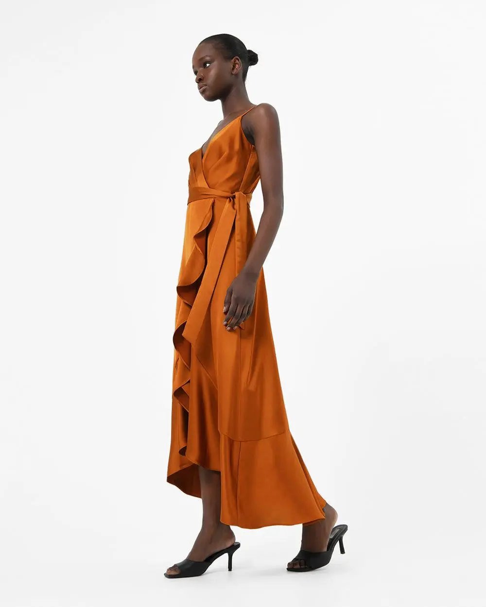Forcast Clothing, the Sirocco Ruffles Strappy Dress, featuring ruffle detail in a maxi length