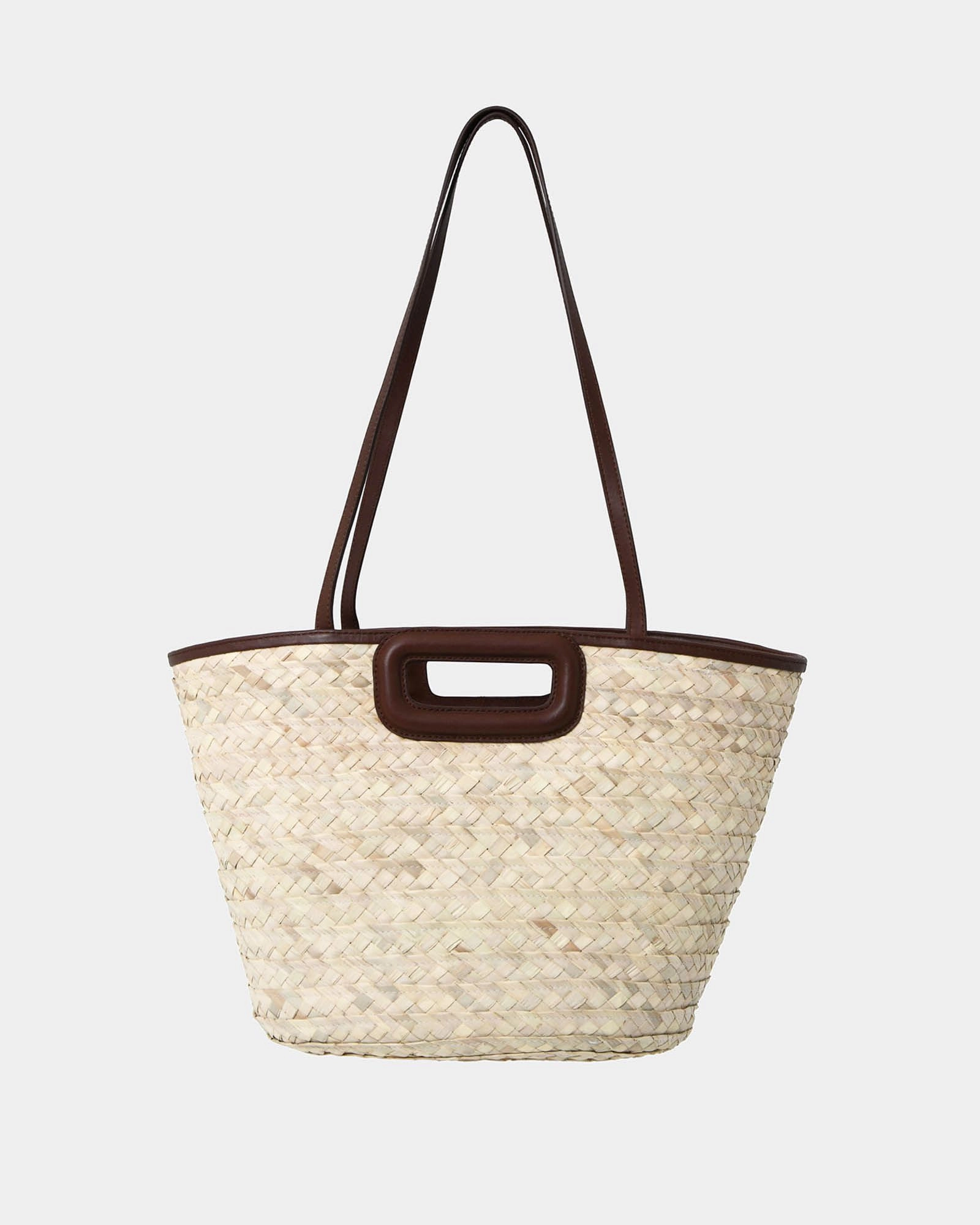 Forcast Accessories - Rome Leather Trim Palm Leaf Weave Bag L