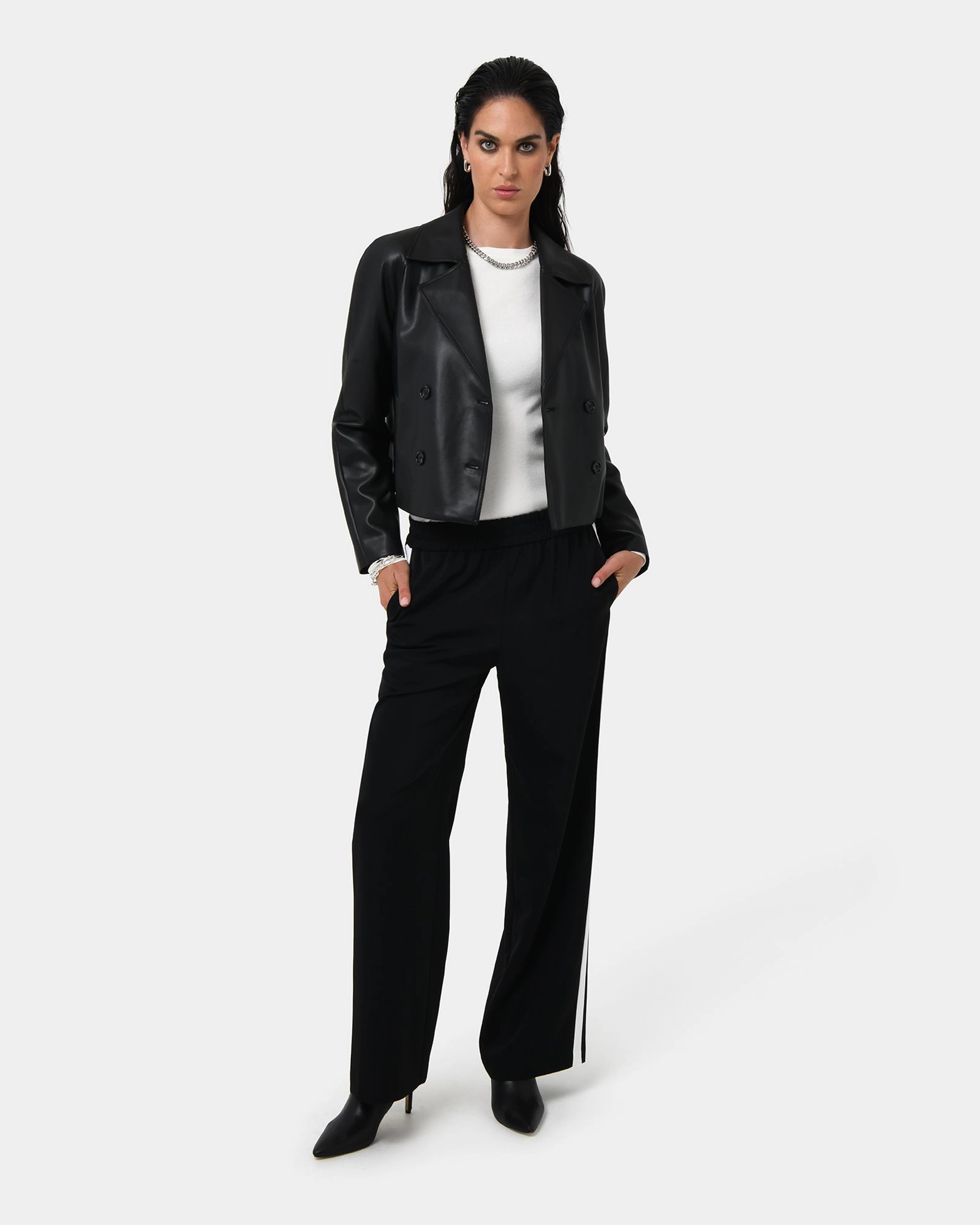 Forcast Clothing - Kim Cropped PU Leather Jacket