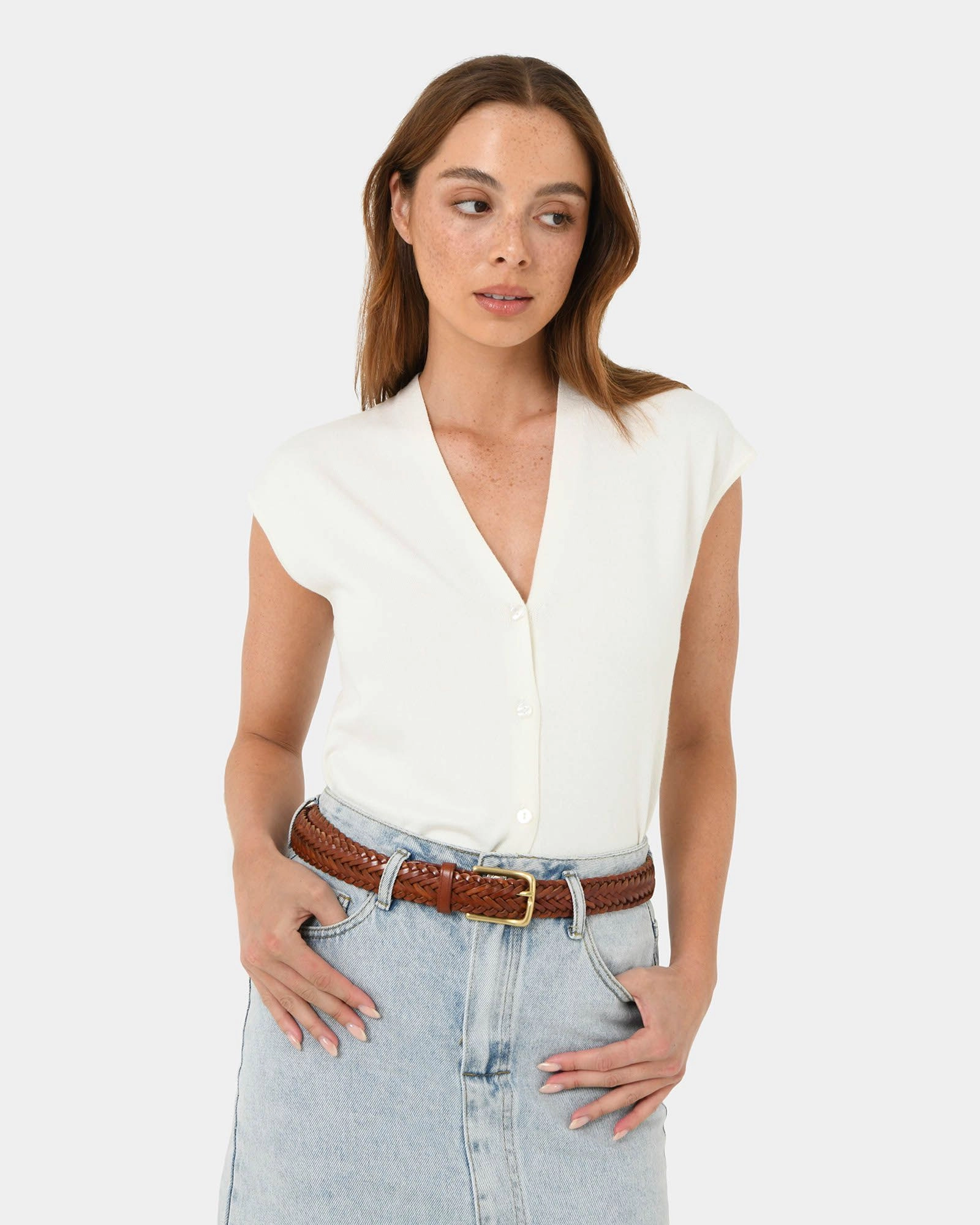 Forcast Accessories - Alexandra Woven Leather Belt 