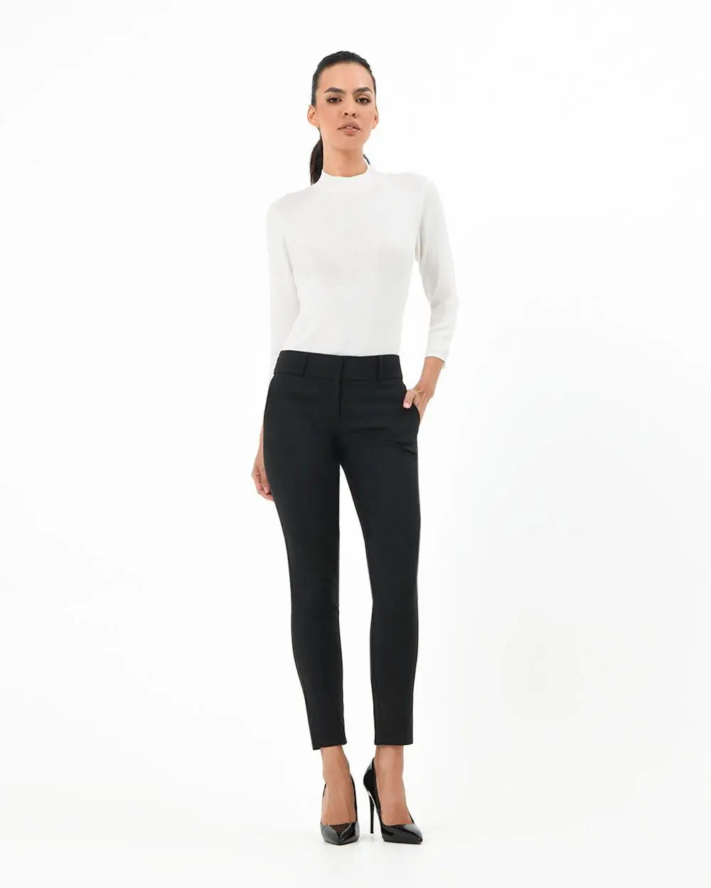 Forcast Clothing, the Taylor Slim Pants, featuring a wide waistband in a lightweight slight stretch fabrication