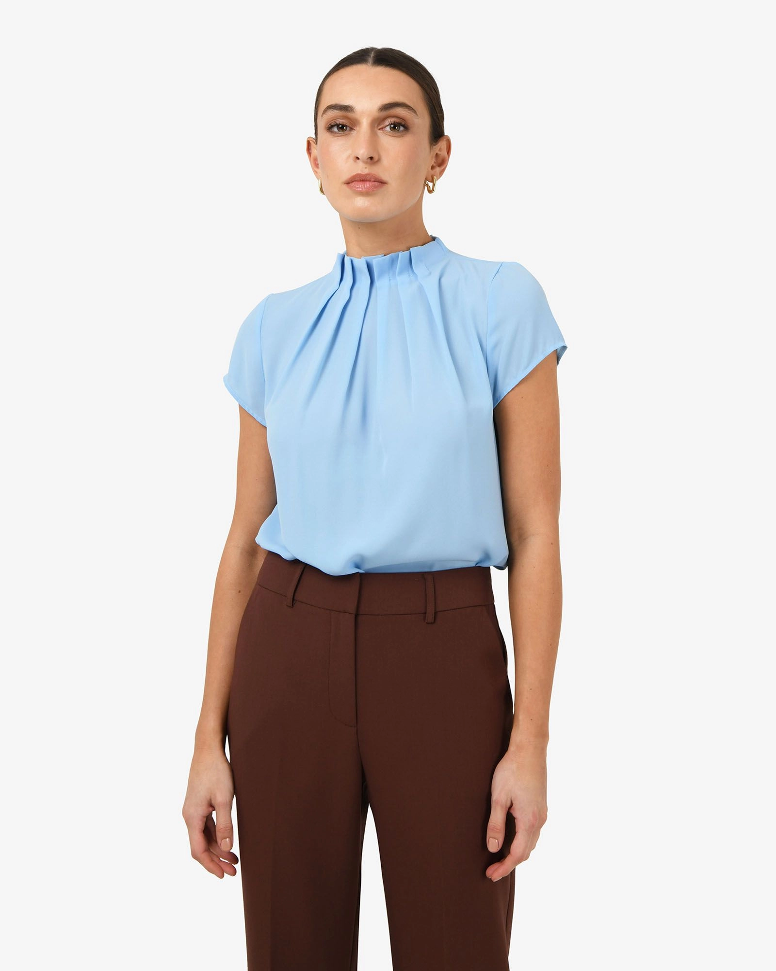 Forcast Clothing - Olivia Pleated High Neck Top