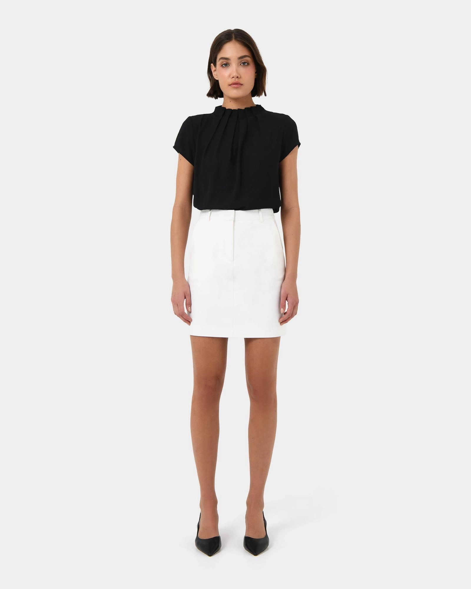 Forcast Clothing - Olivia Pleated High Neck Top