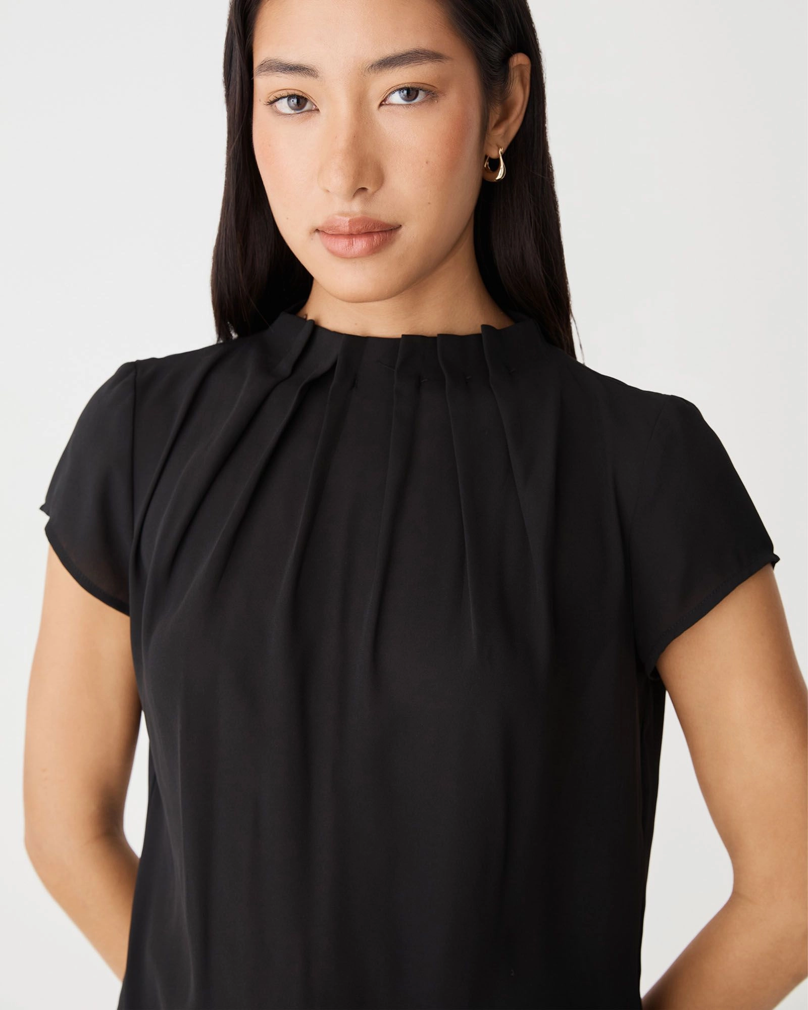 Forcast Clothing - Olivia Pleated High Neck Top