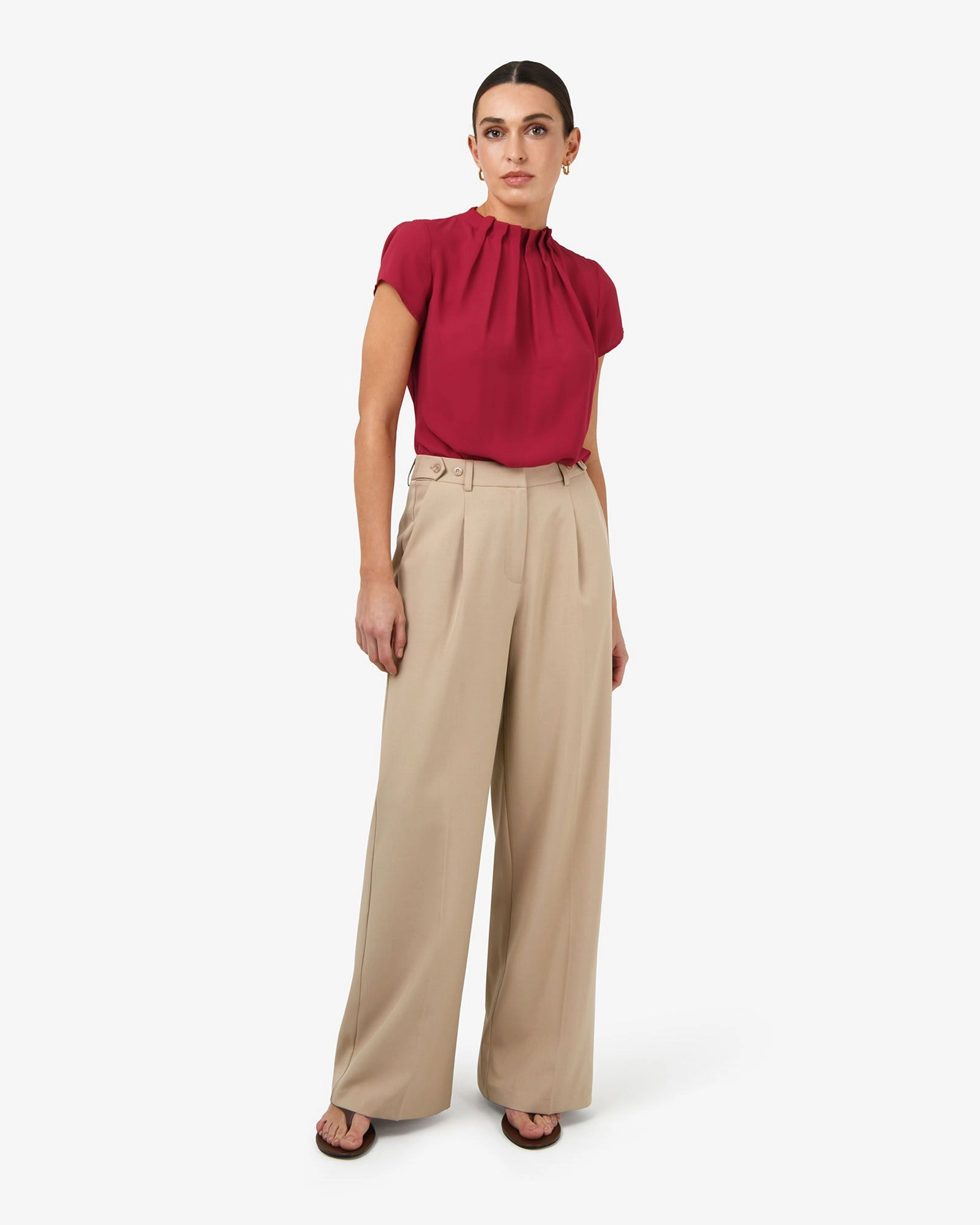 Forcast Clothing - Olivia Pleated High Neck Top