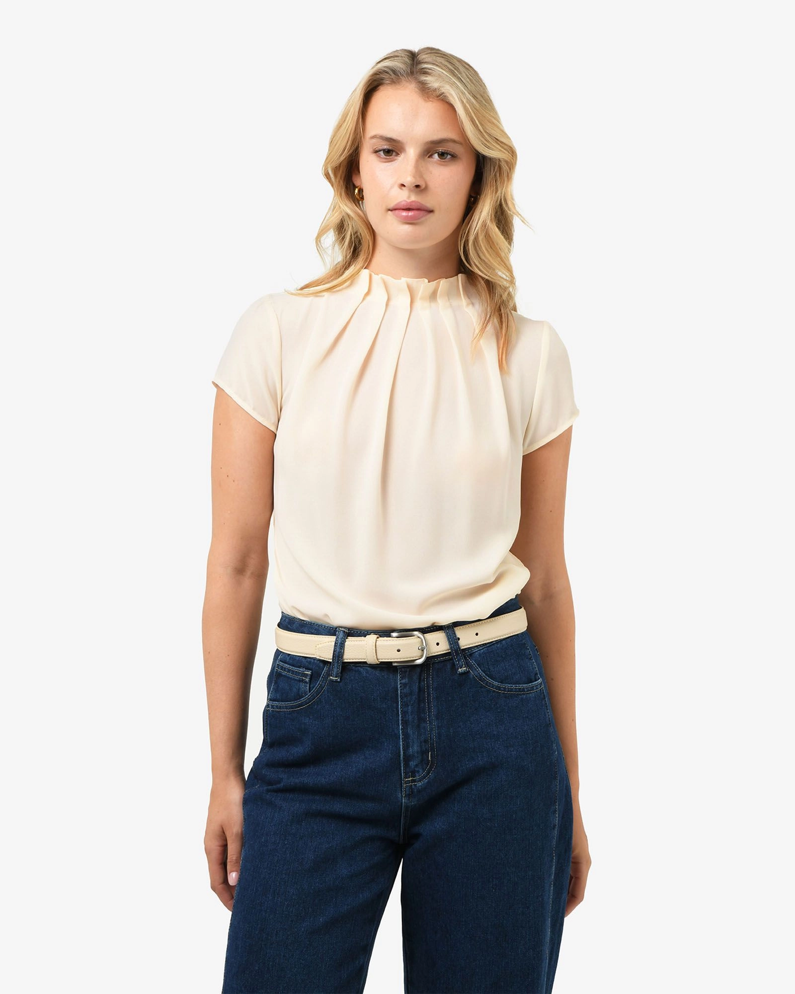 Forcast Clothing - Olivia Pleated High Neck Top