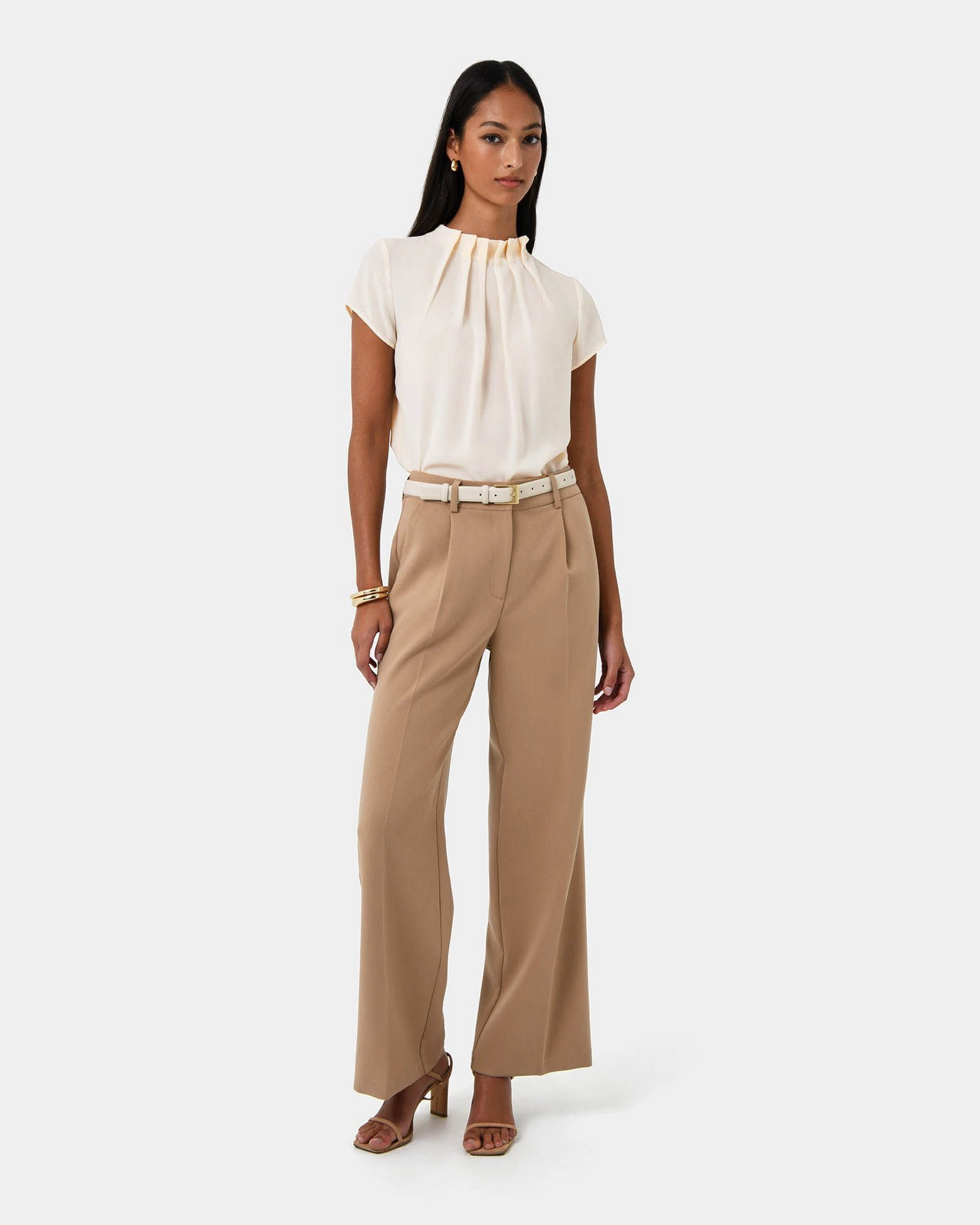 Forcast Clothing - Olivia Pleated High Neck Top