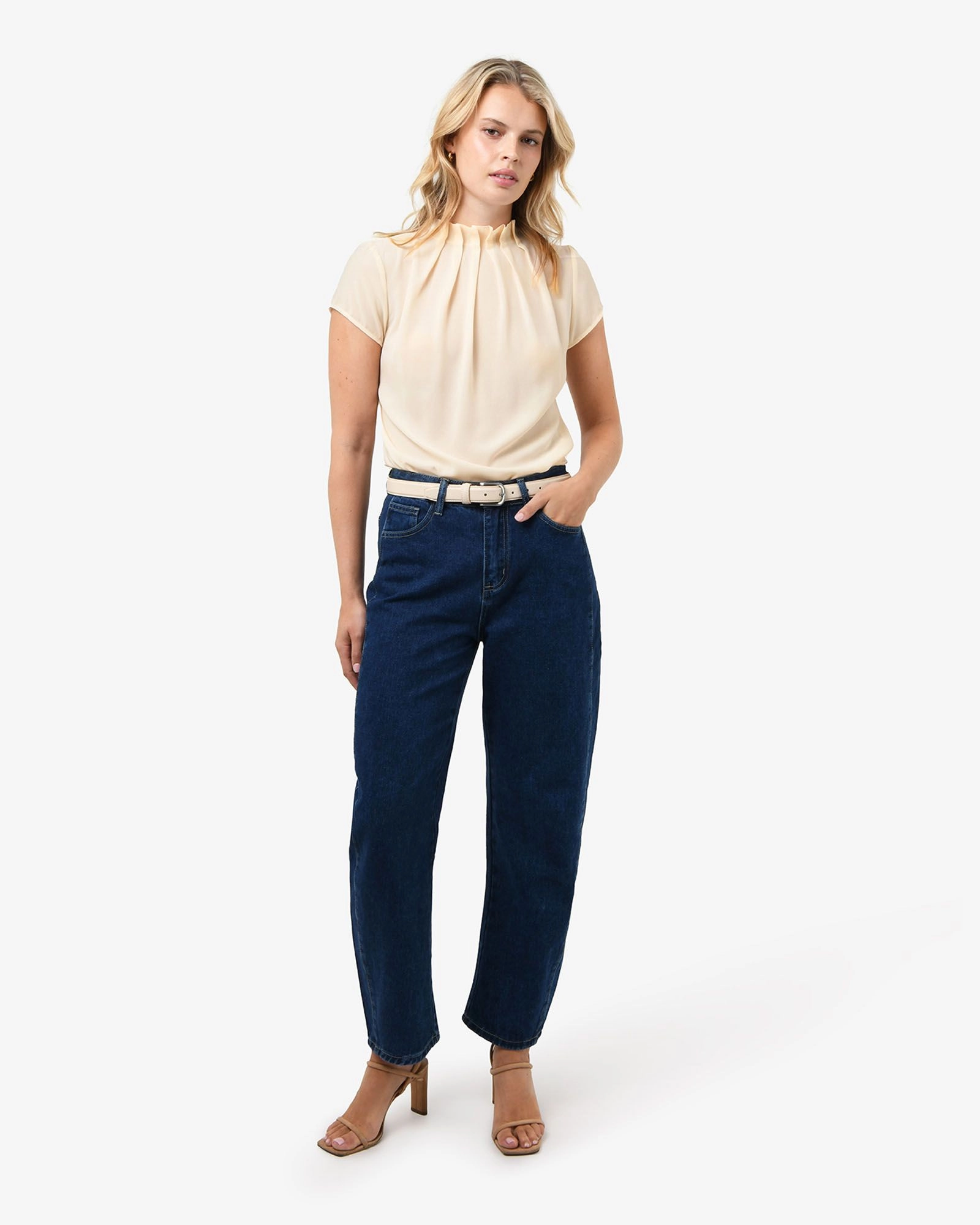Forcast Clothing - Olivia Pleated High Neck Top