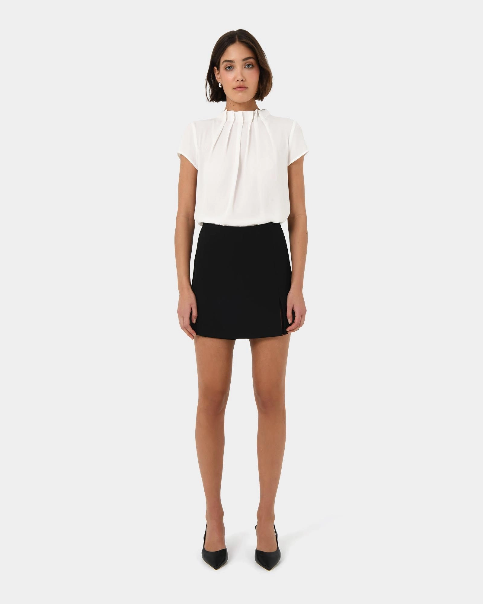 Forcast Clothing - Olivia Pleated High Neck Top