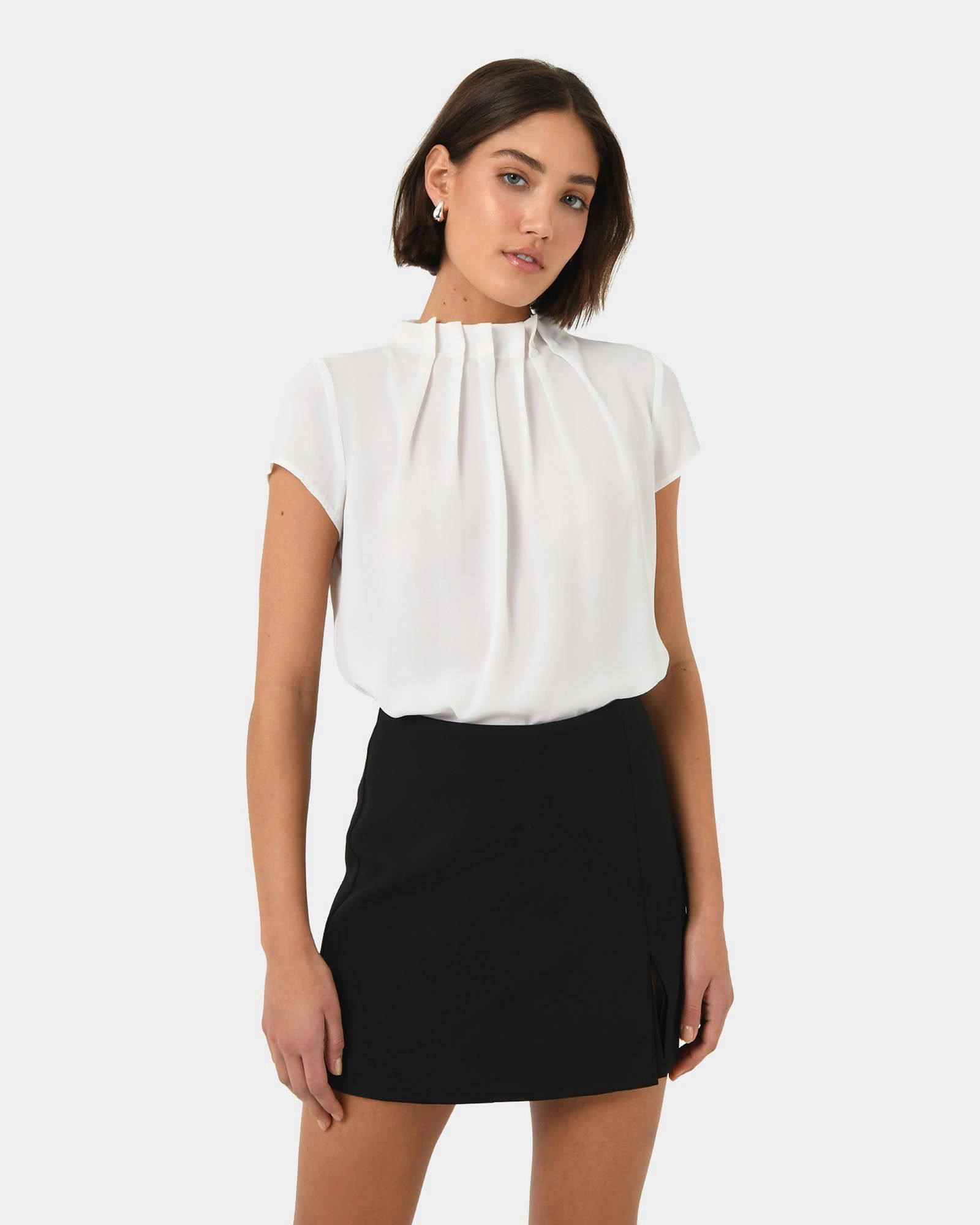 Forcast Clothing - Olivia Pleated High Neck Top