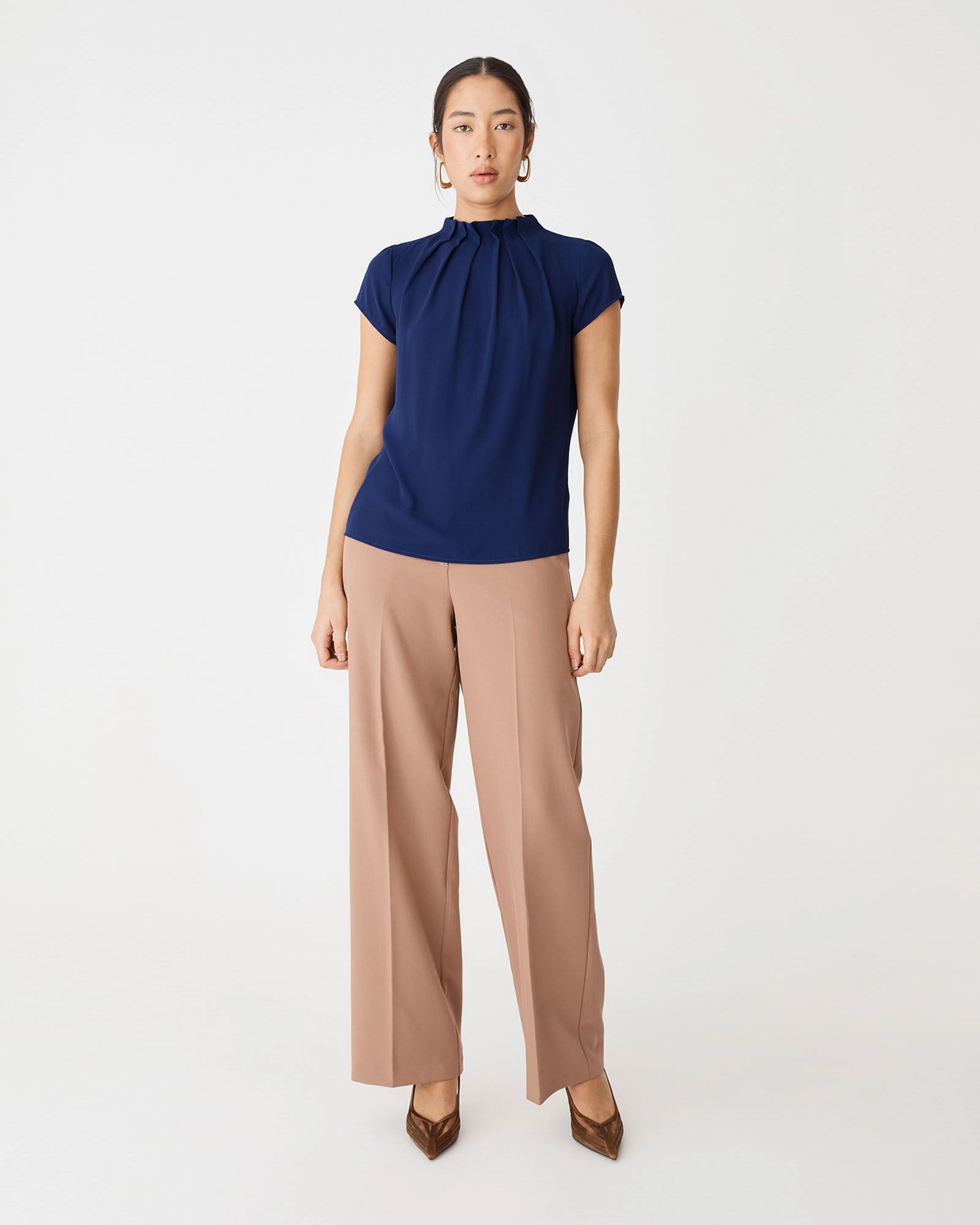 Forcast Clothing - Olivia Pleated High Neck Top