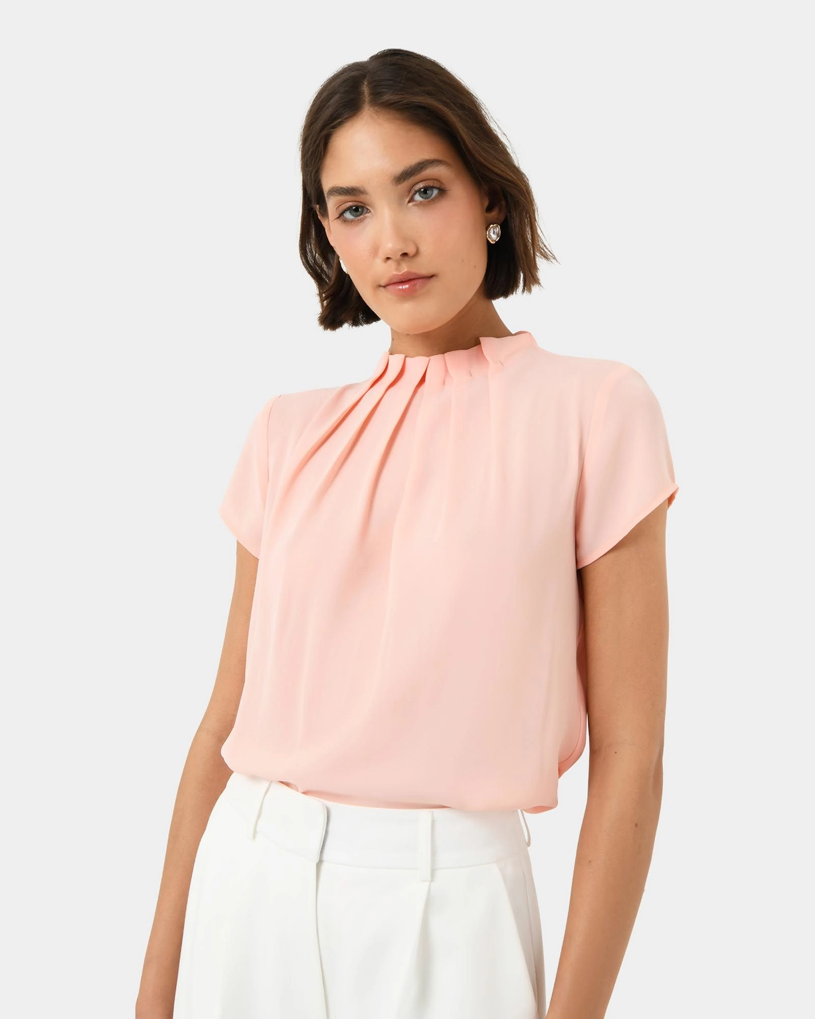 Forcast Clothing - Olivia Pleated High Neck Top 
