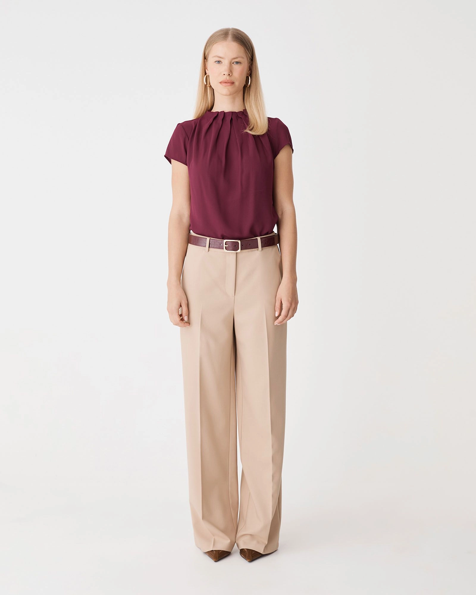 Forcast Clothing - Olivia Pleated High Neck Top