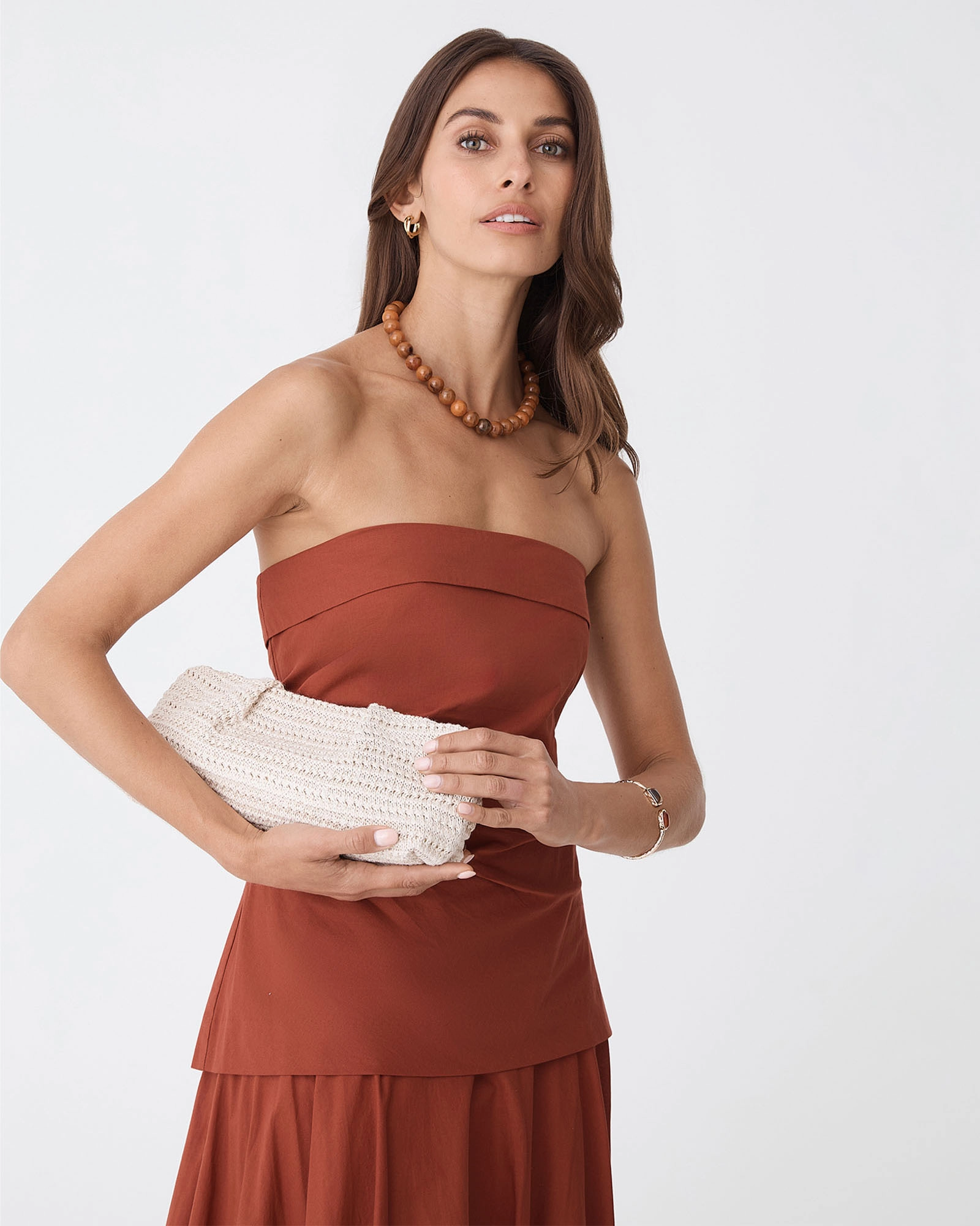 Coral Raffia Clutch Bag