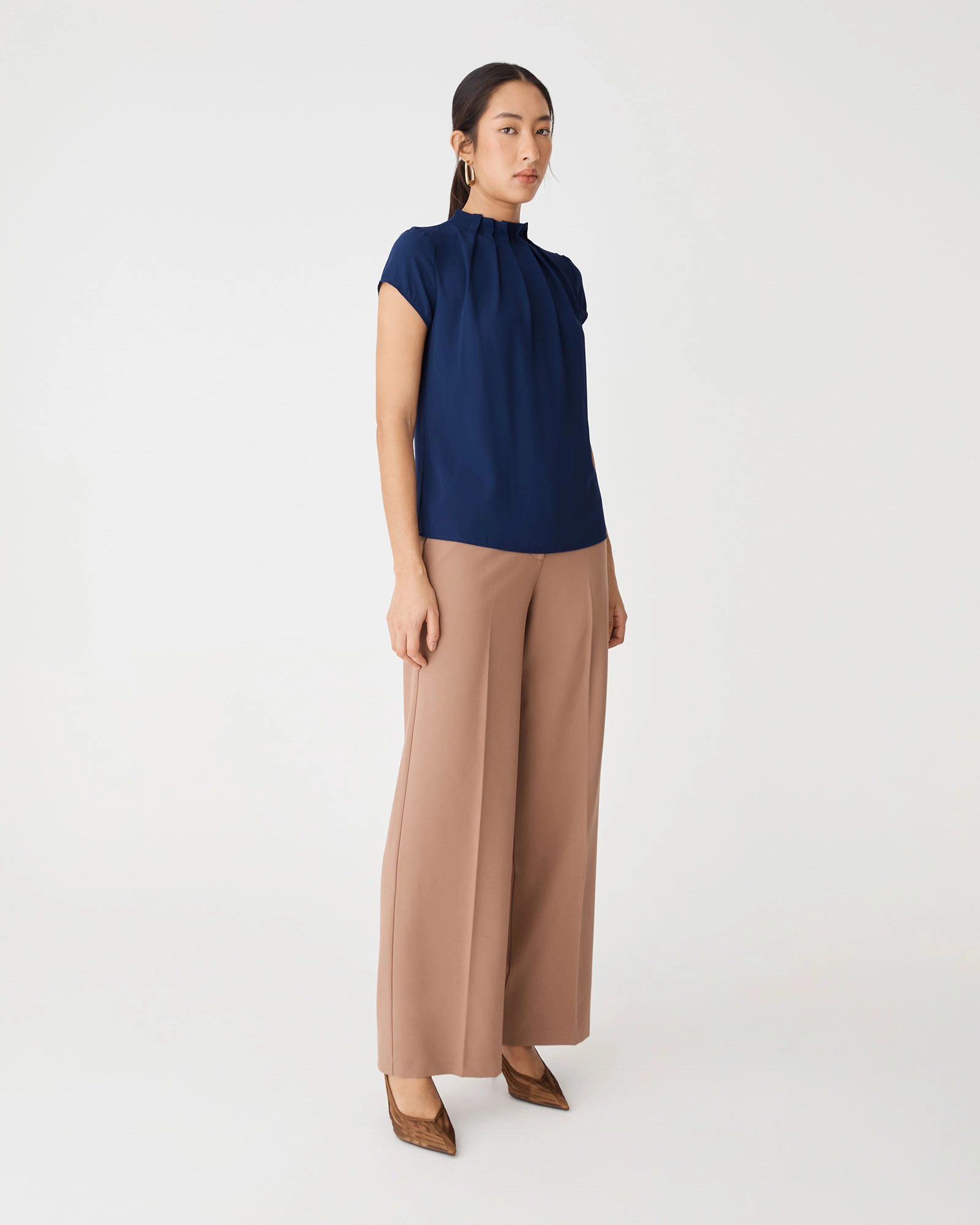 Olivia Pleated High Neck Top